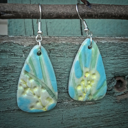 Botanical imprint wattle earrings