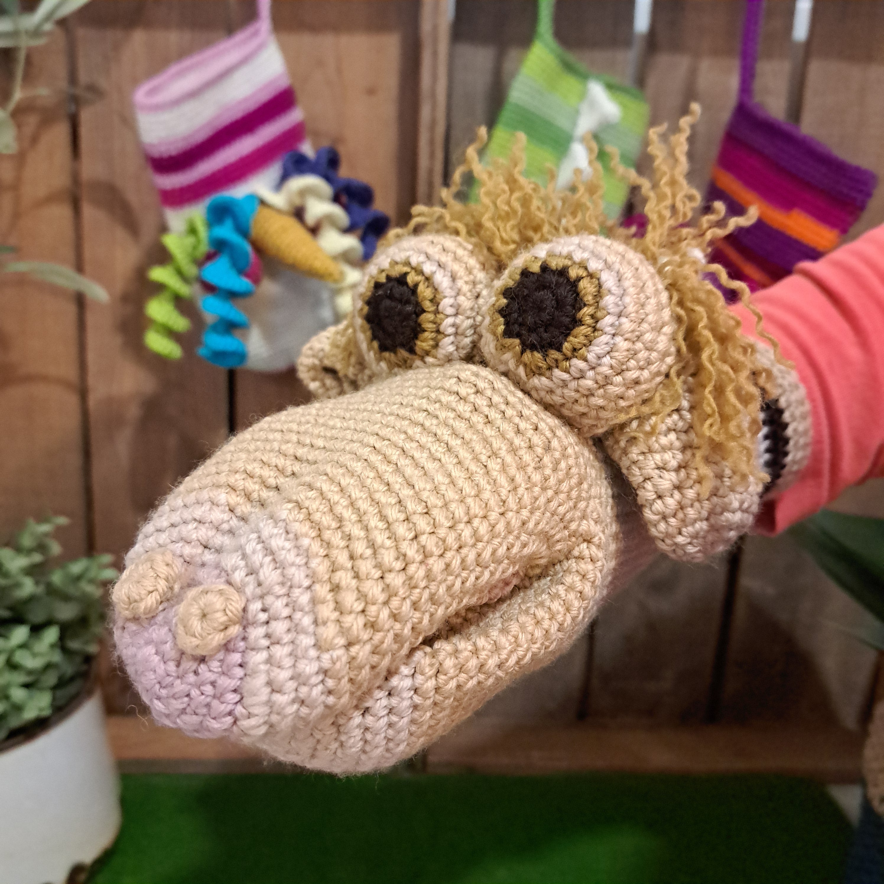 Crochet hand puppet/ toy/ highland cow