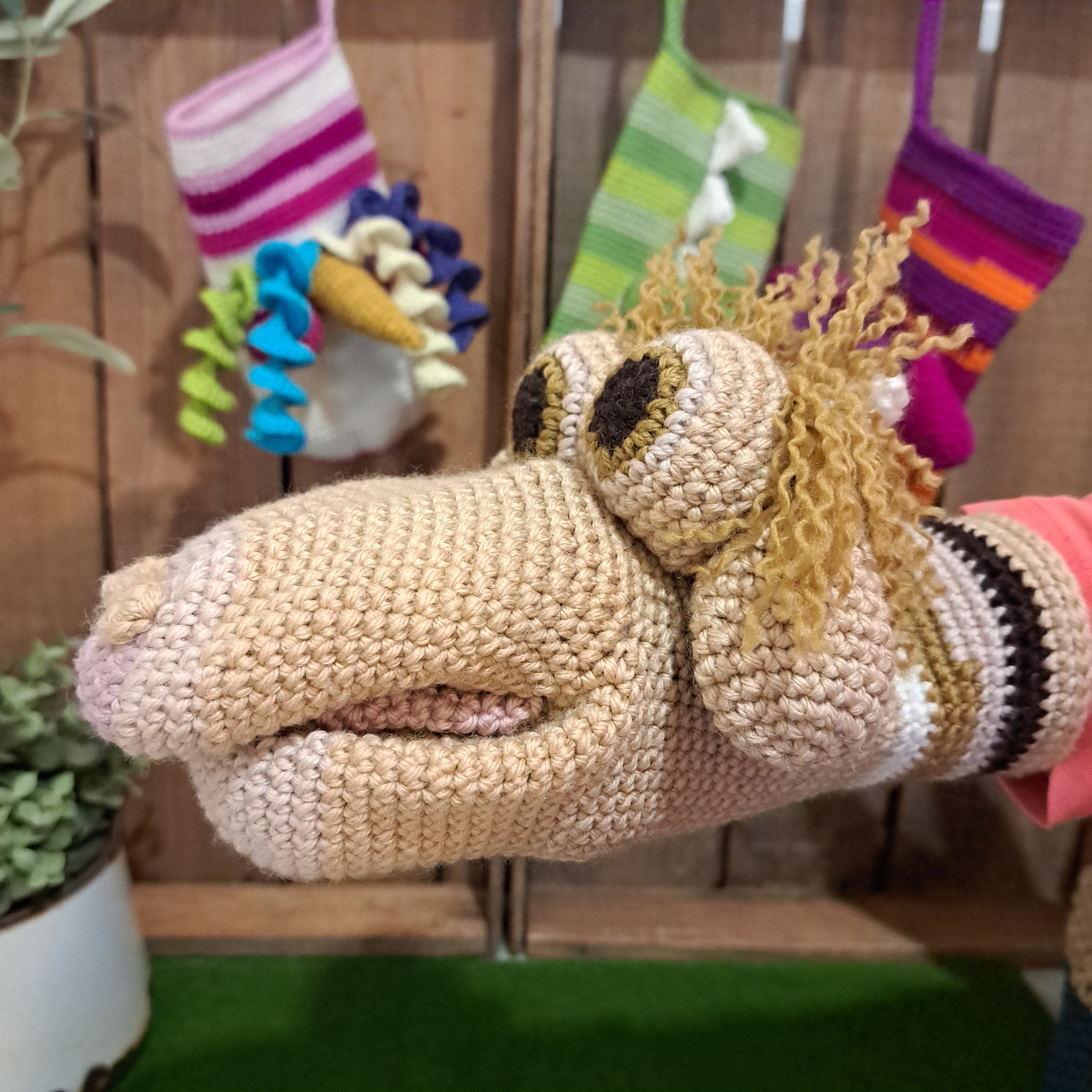 Crochet hand puppet/ toy/ highland cow