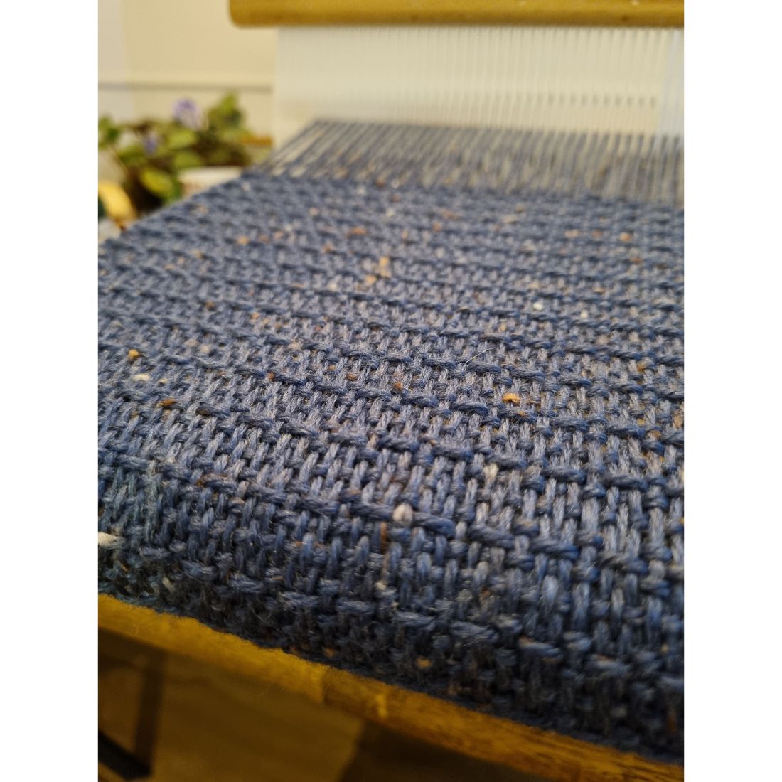 Blue handwoven wool scarf