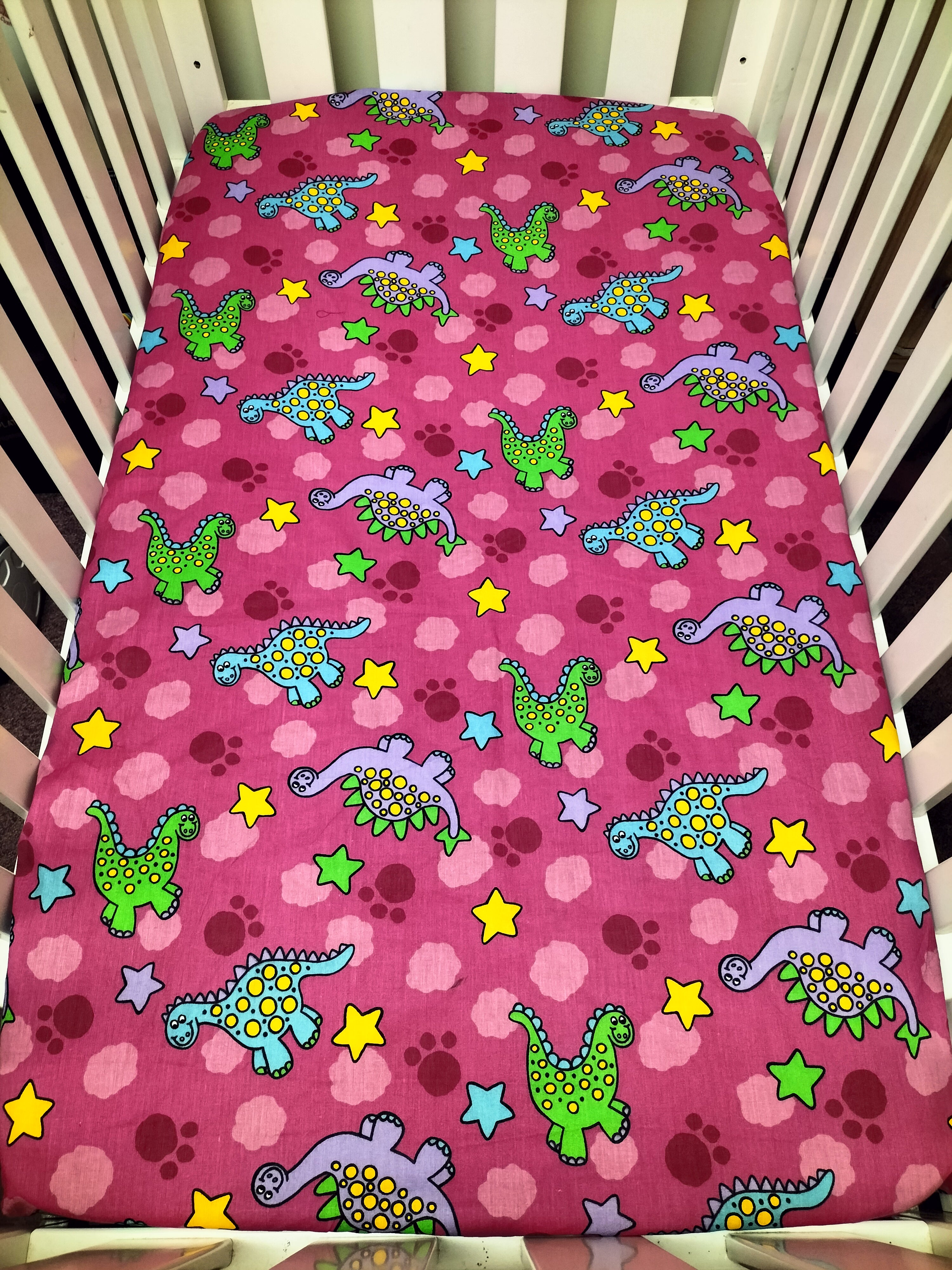 FITTED COT SHEETS - PINK DINOSAURS