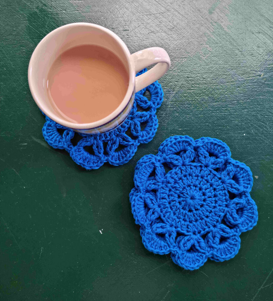Crochet Coasters | Set of 3 | Royal Blue