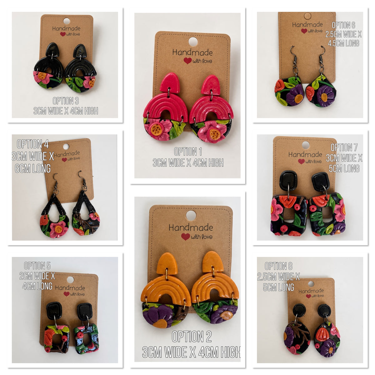 Handcrafted Wildflower Contrast Statement Polymer Clay Earring Collection