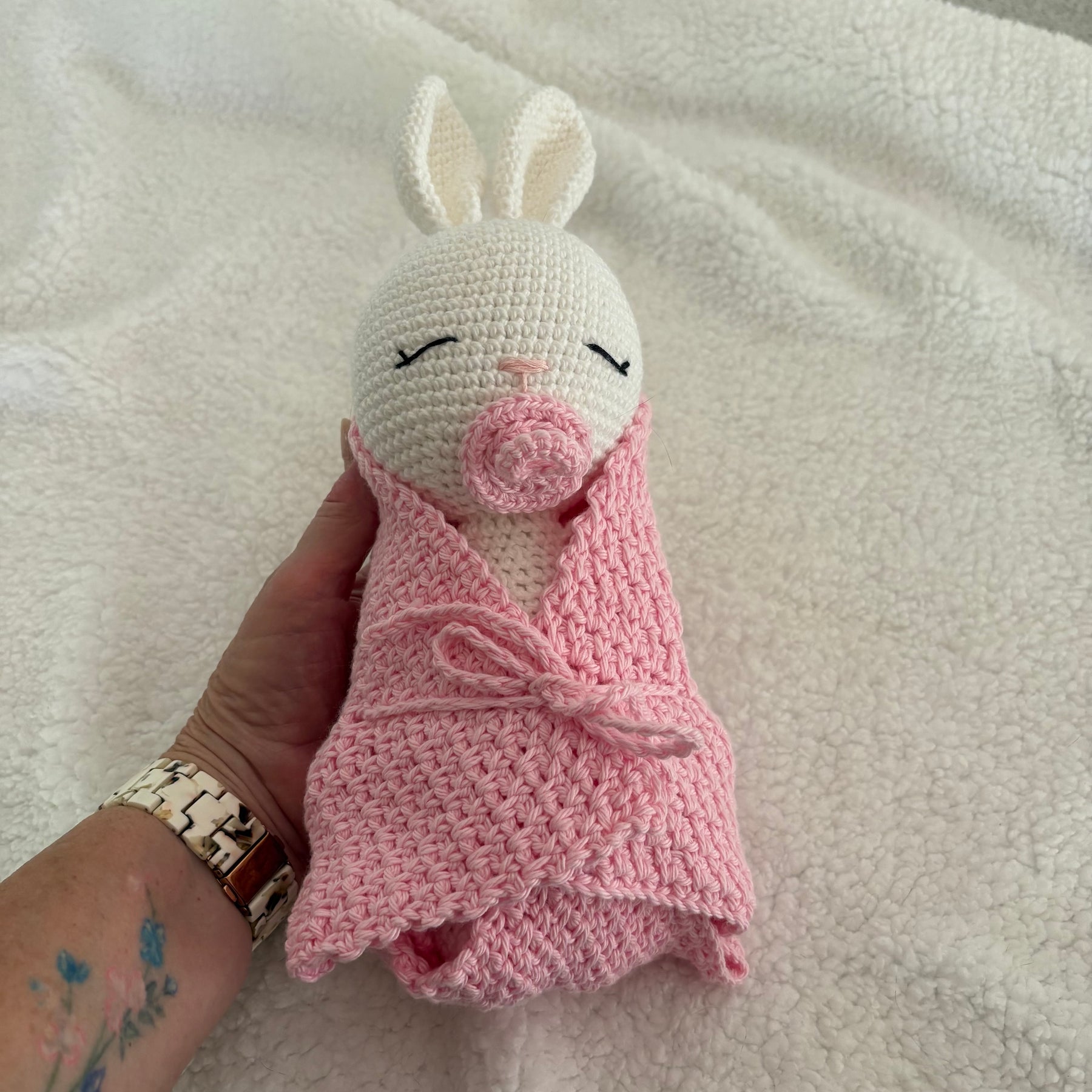 Baby bunny with dummy and blanket
