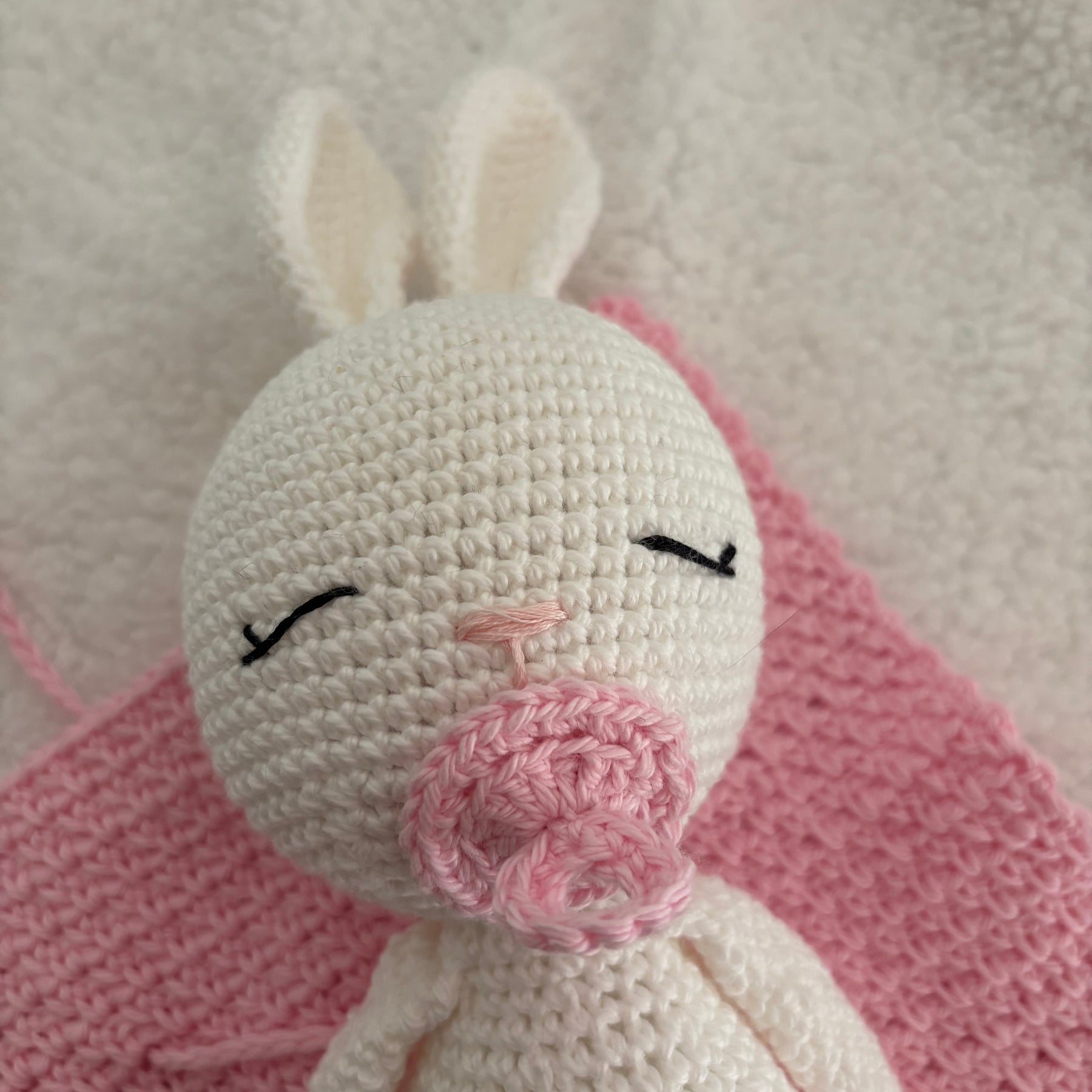 Baby bunny with dummy and blanket