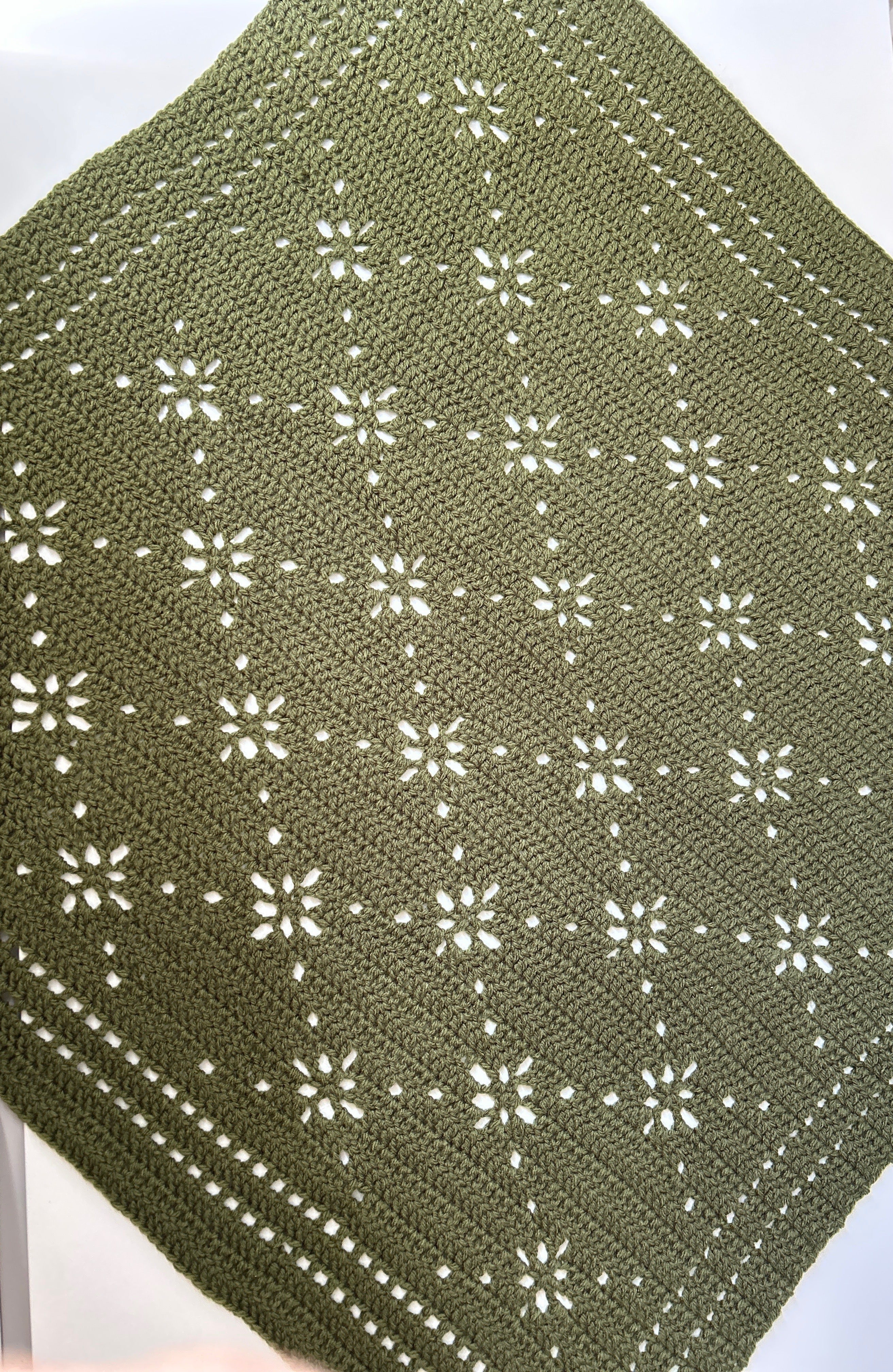 Forest Fields,  Handmade Forest Sage Green Crochet Baby Blanket, Modern Nursery Blanket