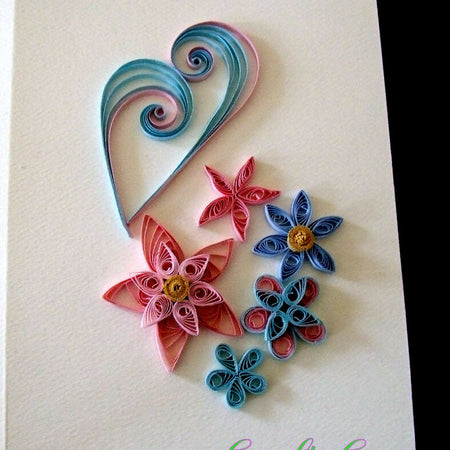 Pink and Blue Flower Card, wall art