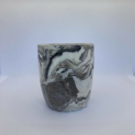 Black & White Hand Crafted Ceramic Marbled Coffee Mug 250ml