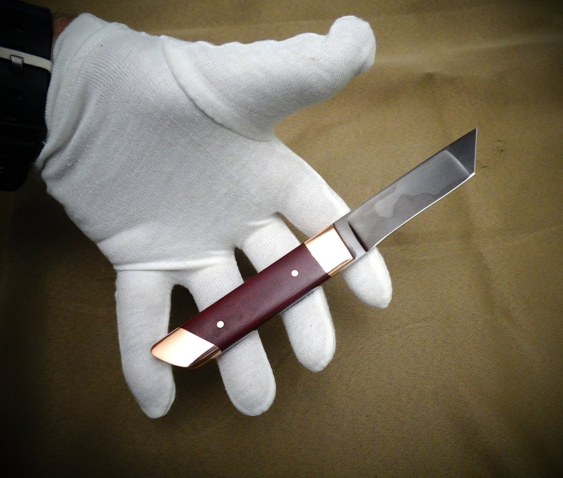 Tanto fixed blade knife art leather wood