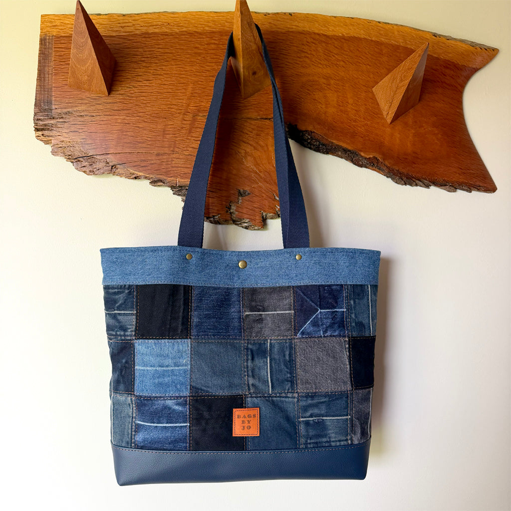 Large Patchwork Tote Bag | Upcycled Denim | Handmade