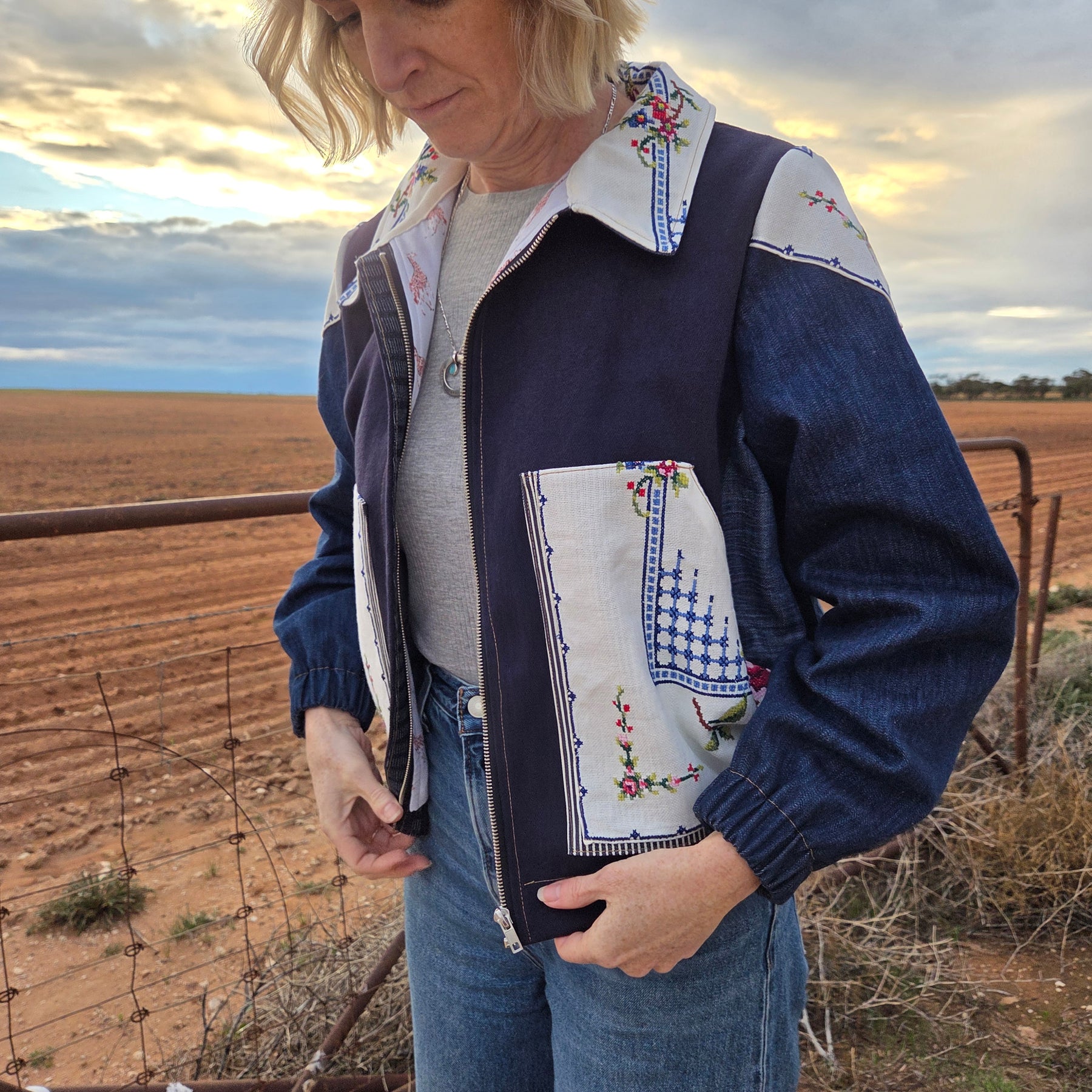 Lattice Climber - Denim Bomber jacket - S/M