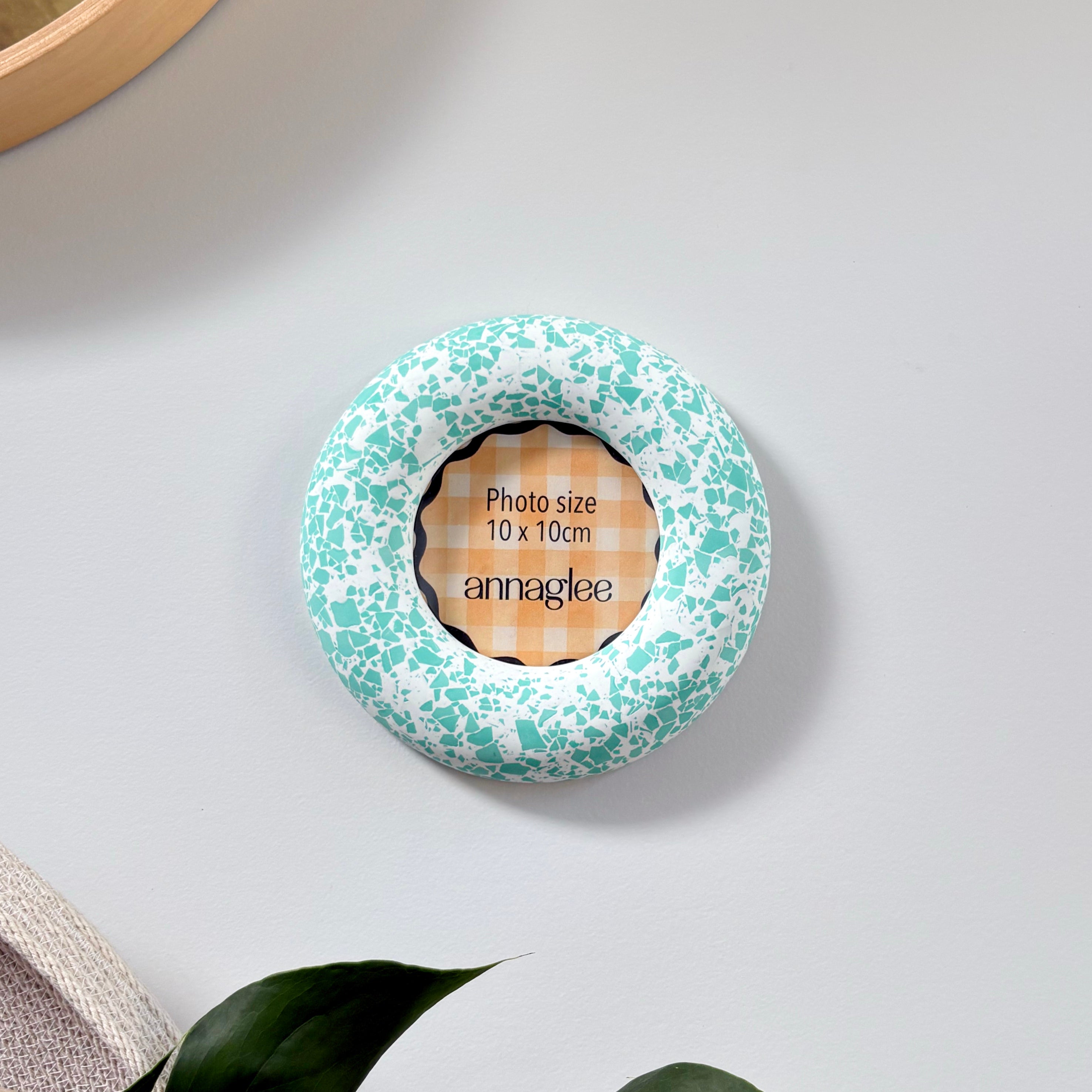 Photo frame Teal green terrazzo pattern wall hanging