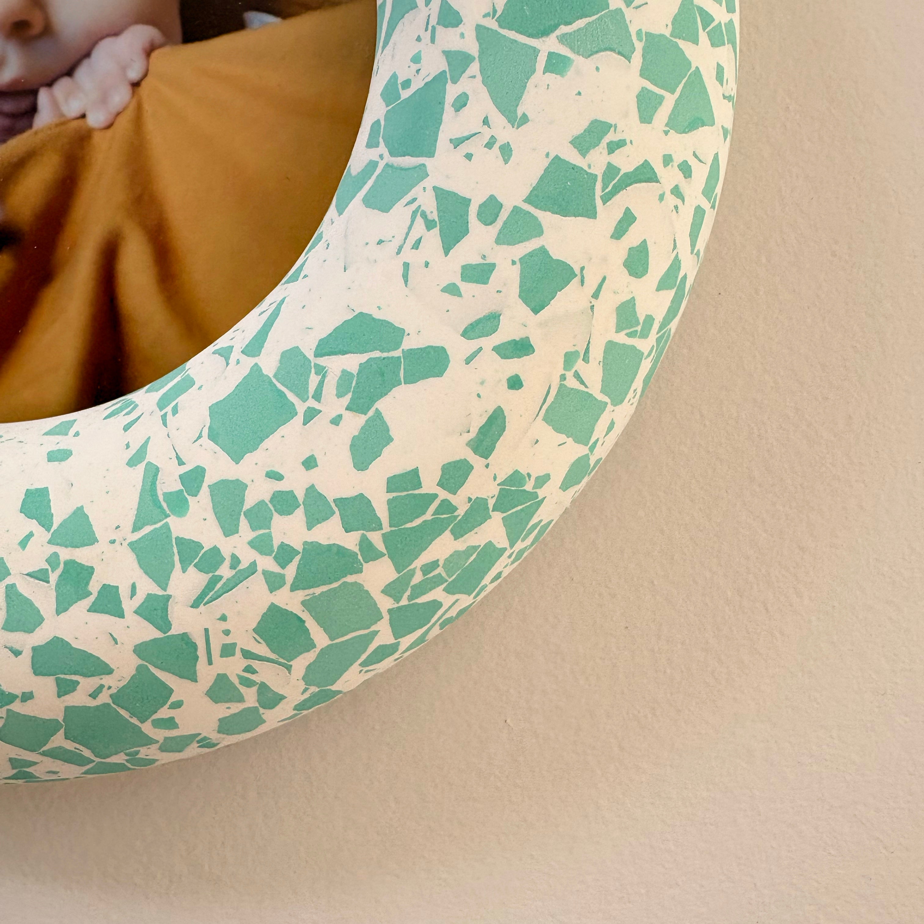 Photo frame Teal green terrazzo pattern wall hanging