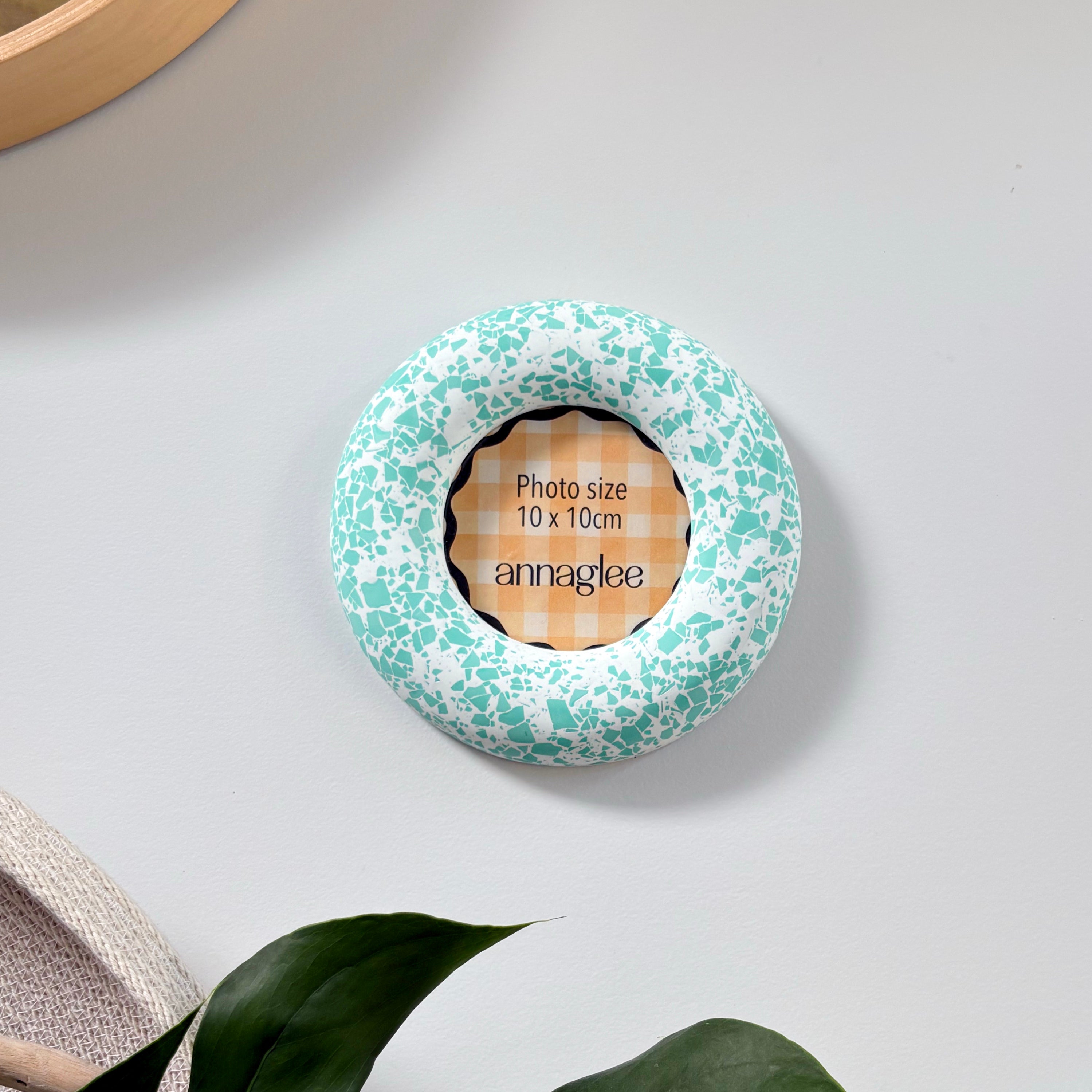 Photo frame Teal green terrazzo pattern wall hanging