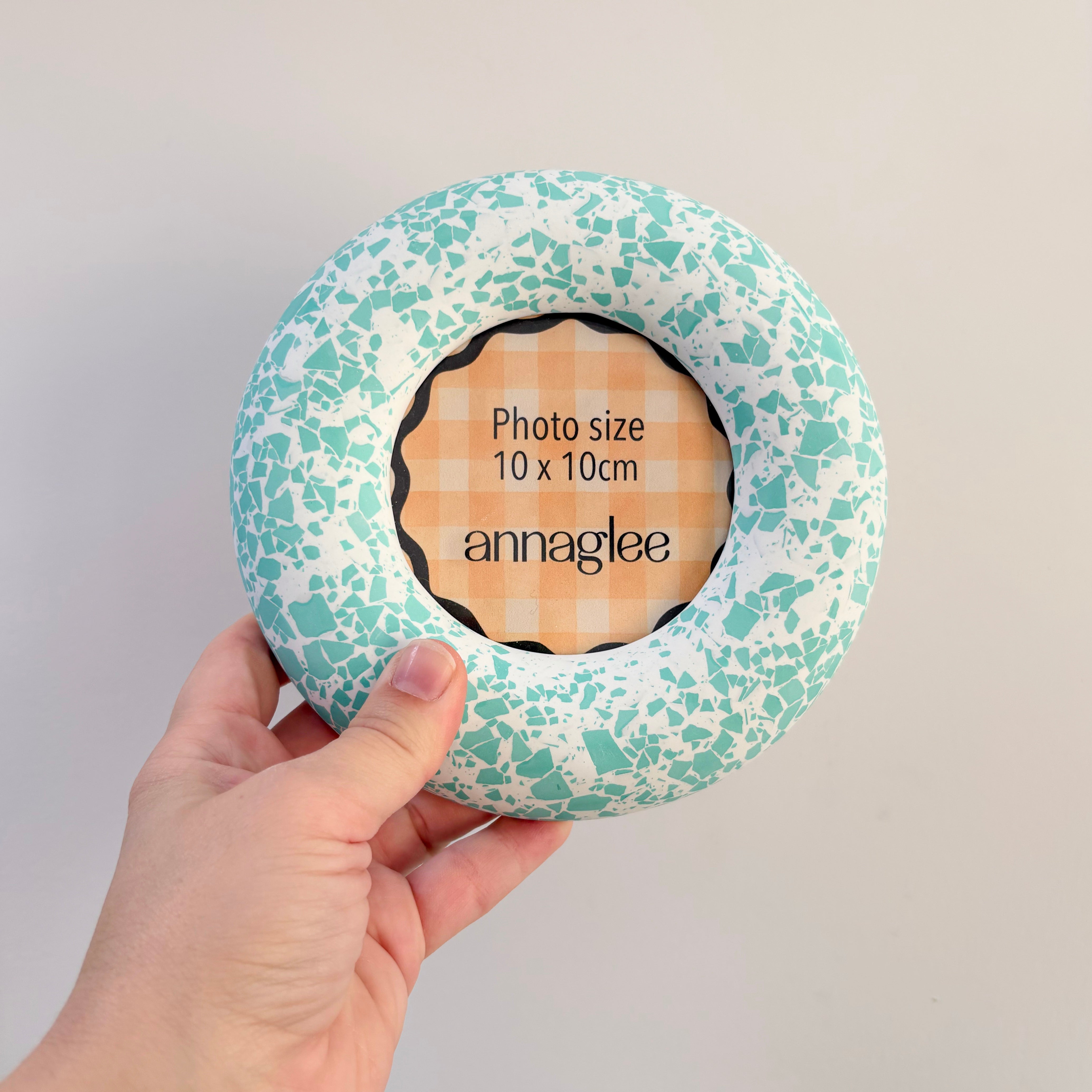 Photo frame Teal green terrazzo pattern wall hanging