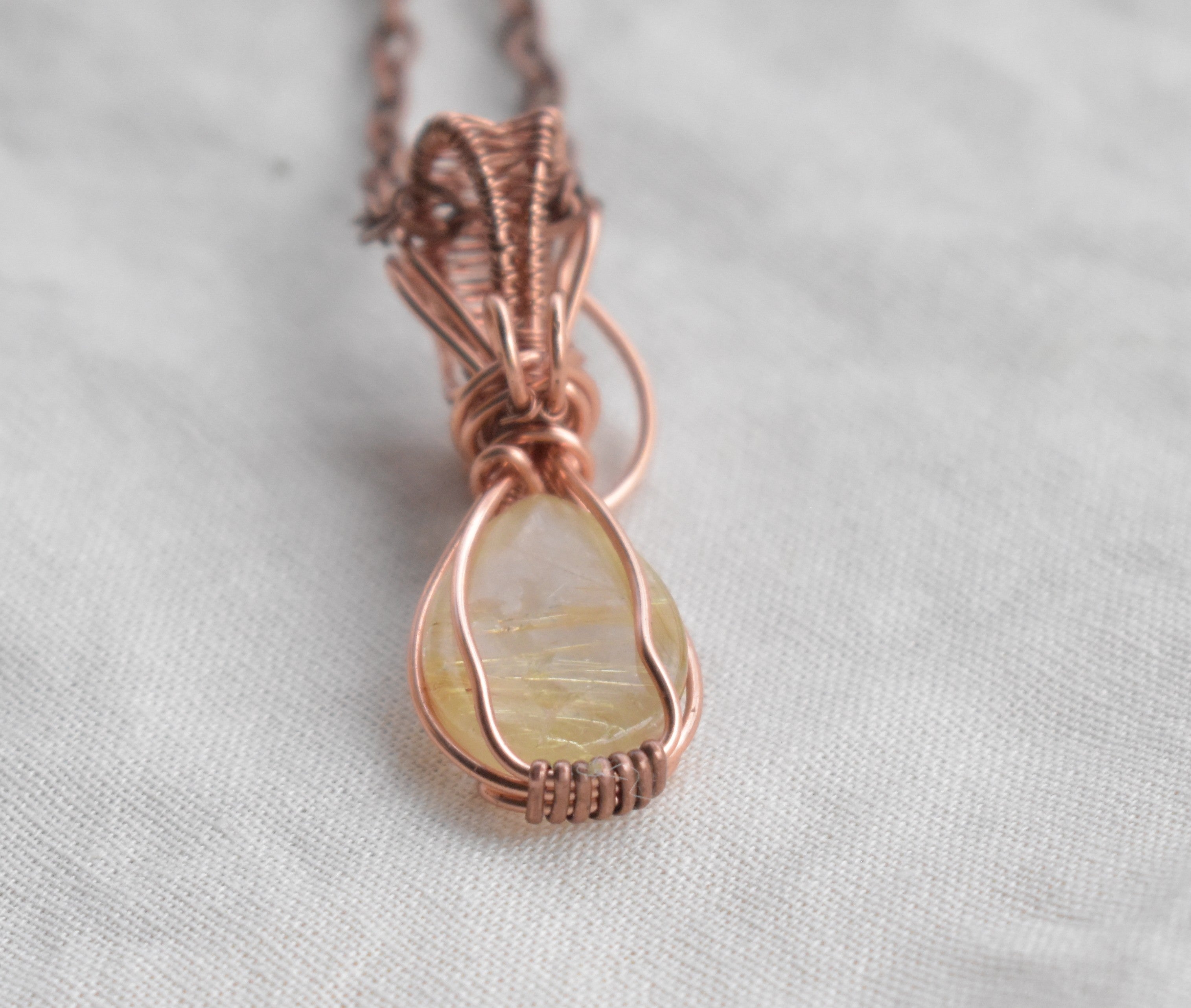 Gilded Threads - Handcrafted Golden Rutile & Smoky Quartz Pendant