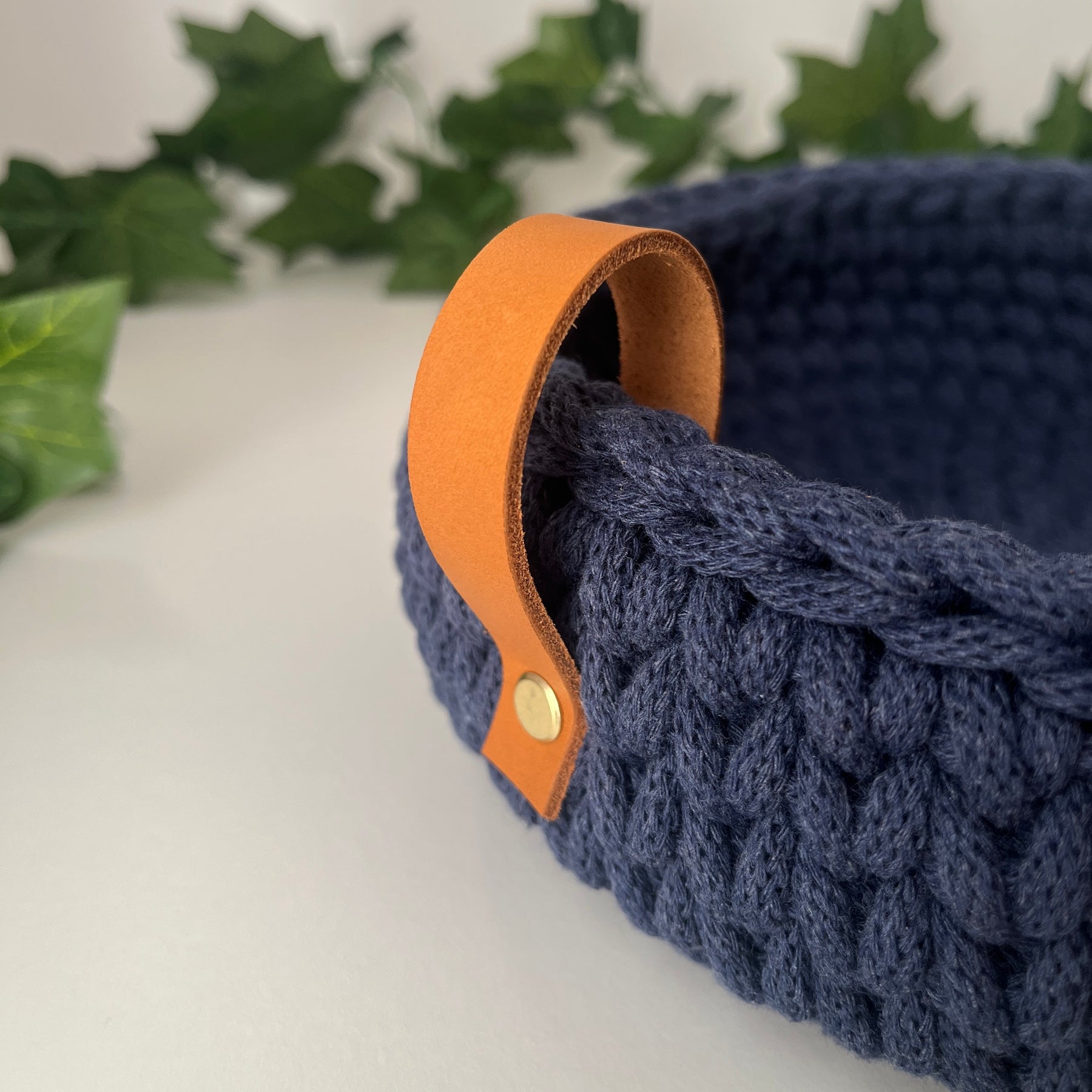 Crochet basket with handles - colour Denim