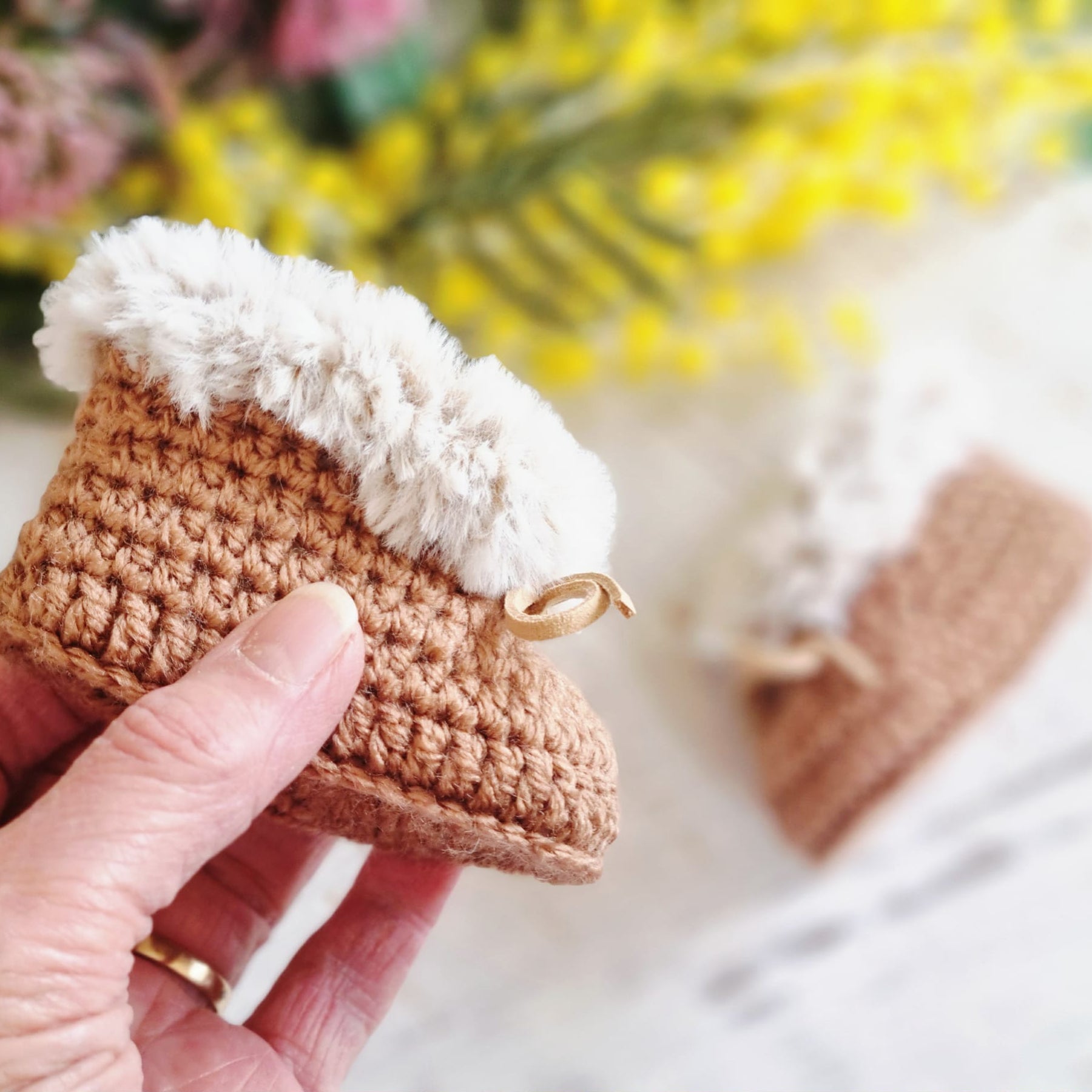 Baby Booties | Fluffy | Caramel | Newborn | Crochet | Knit | Shoes | Socks