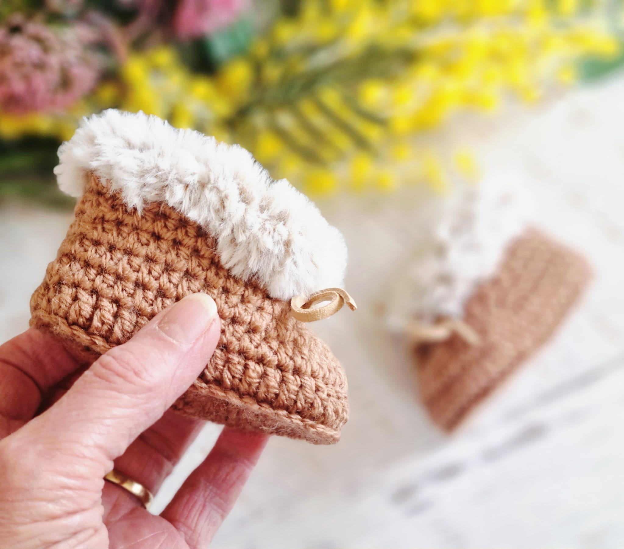 Baby Booties | Fluffy | Caramel | Newborn | Crochet | Knit | Shoes | Socks