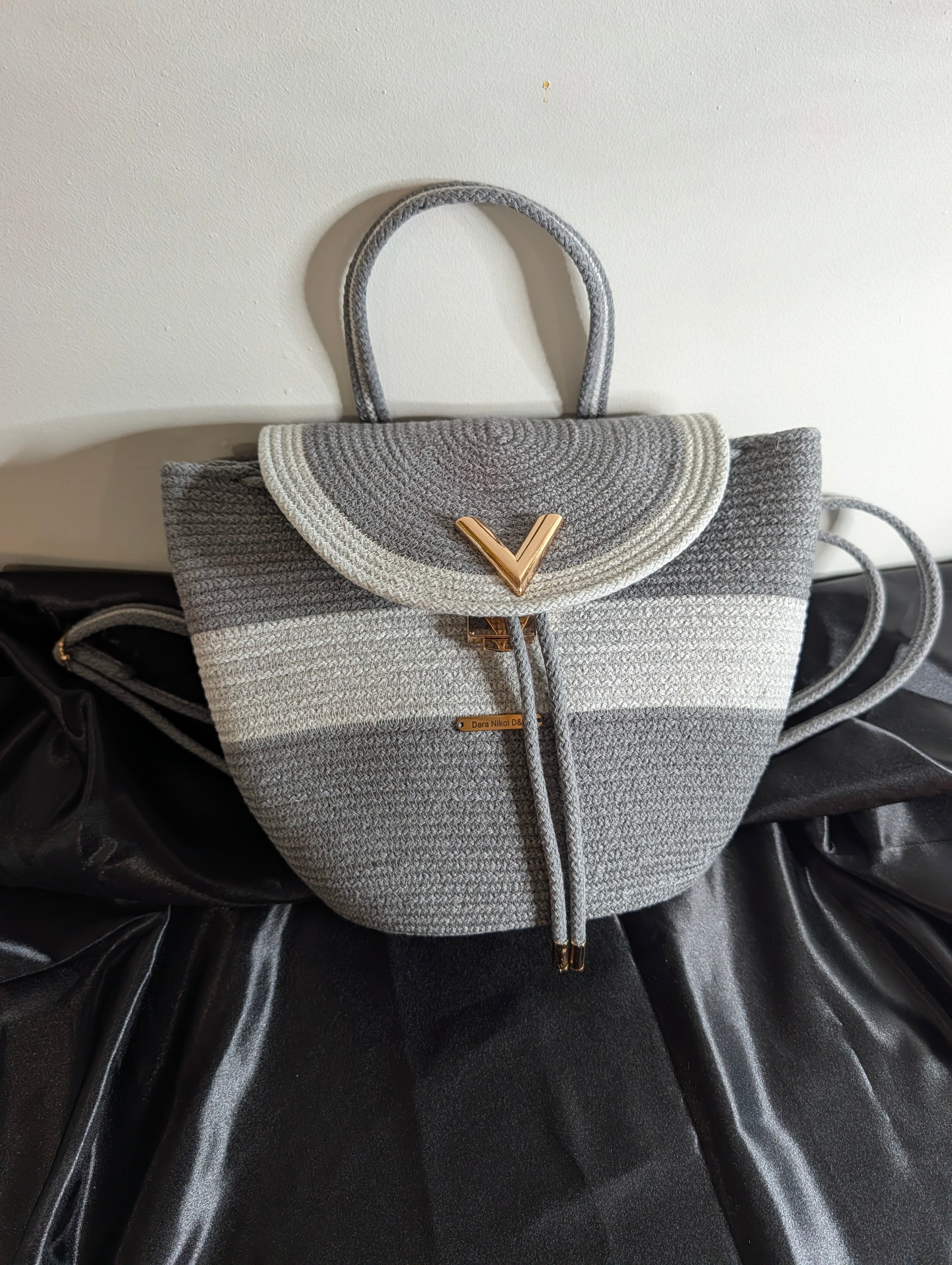 Velvet Medium Handmade Cotton Cord Shoulder Bag