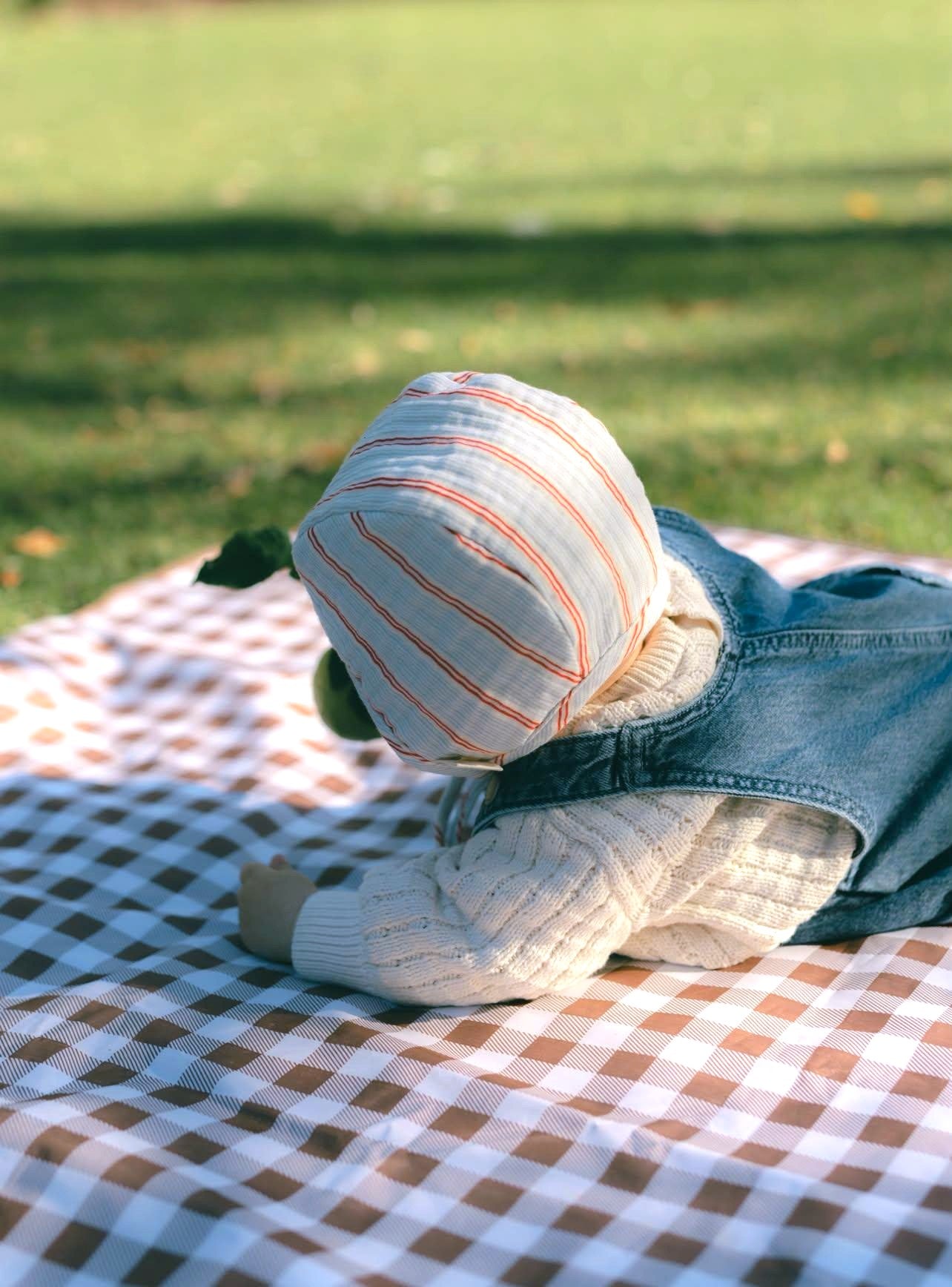 Baby Blue Cotton Seersucker Bonnet, Baby Cotton Blue Bonnet