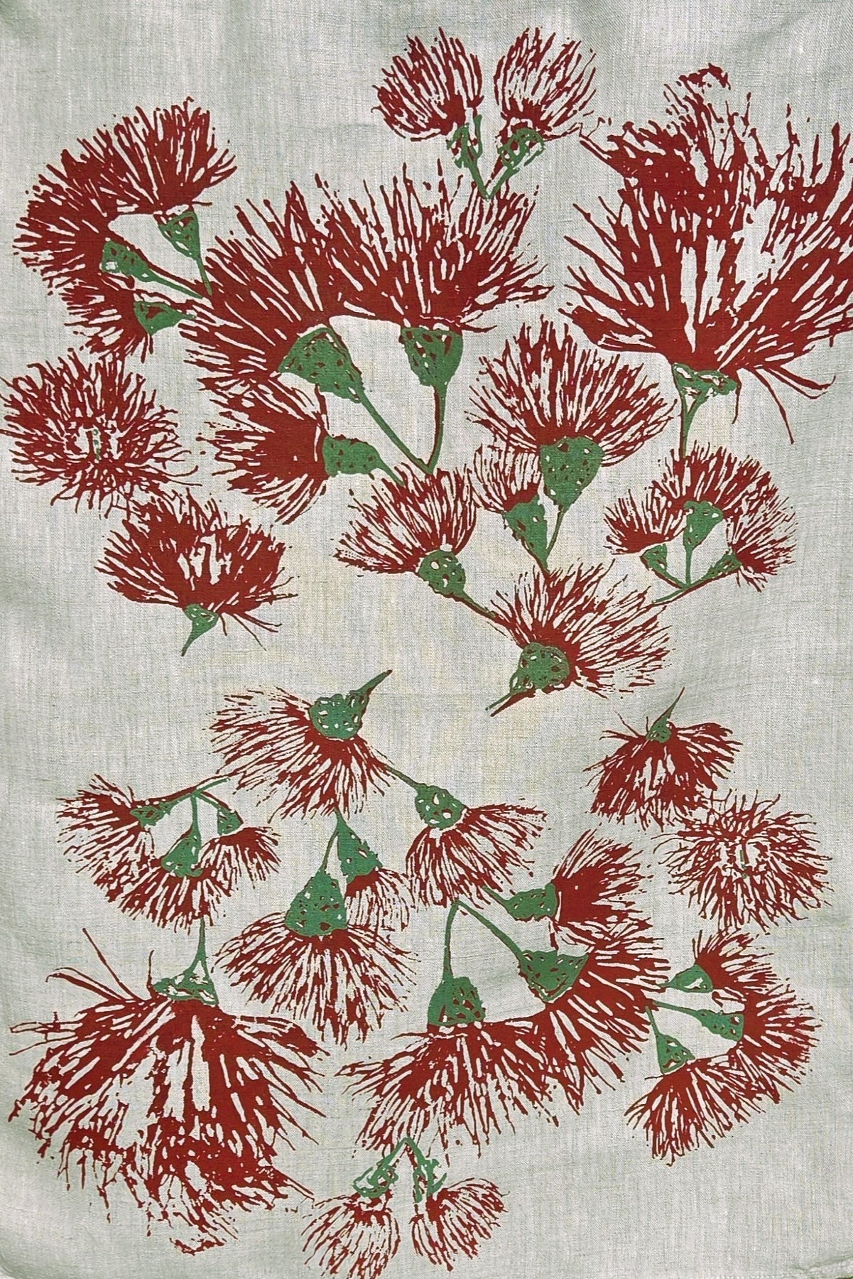 Hand Screen Printed Linen Tea Towels-Eucalypt Blossoms