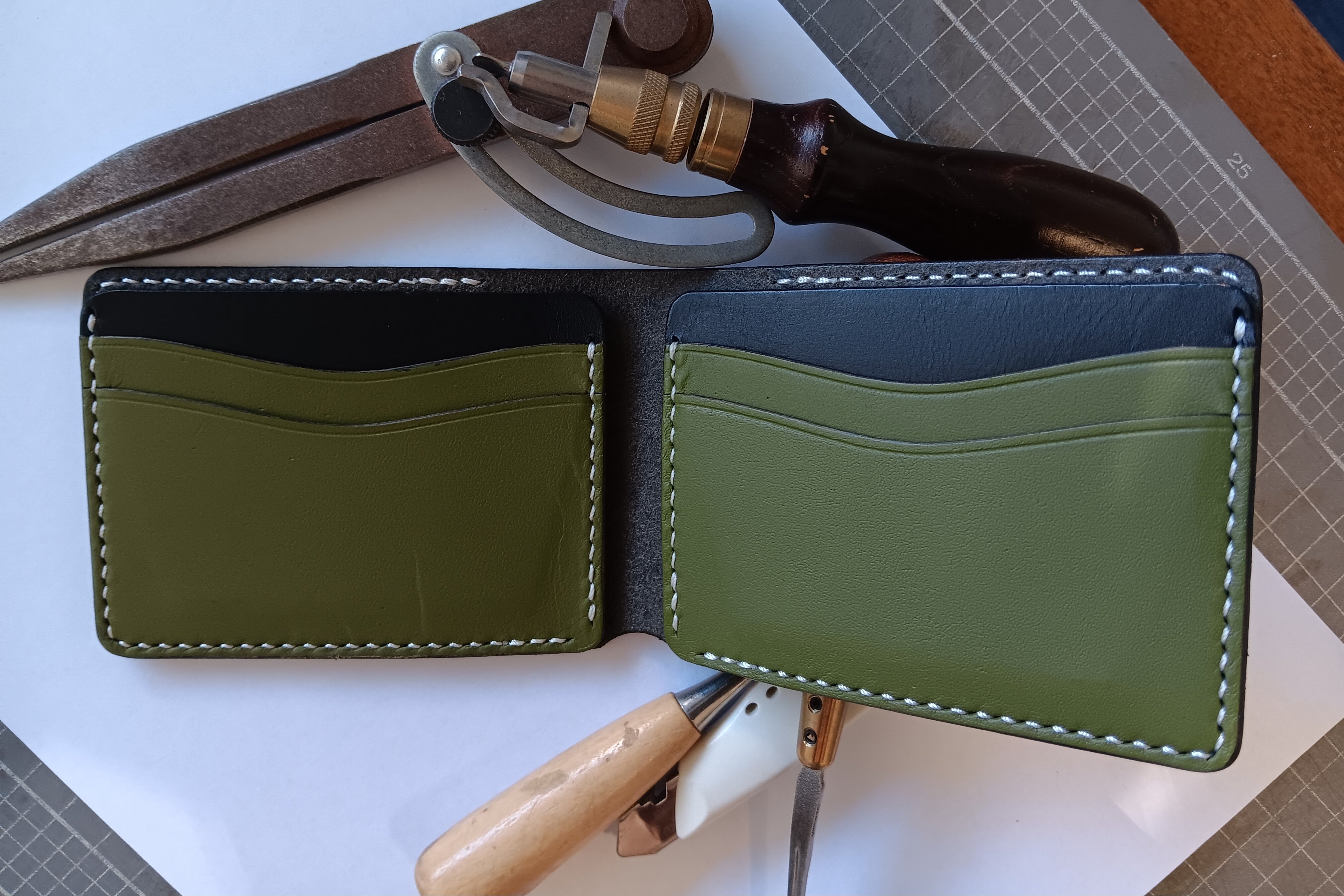 Men's Wallet Cardholder - White Stitching