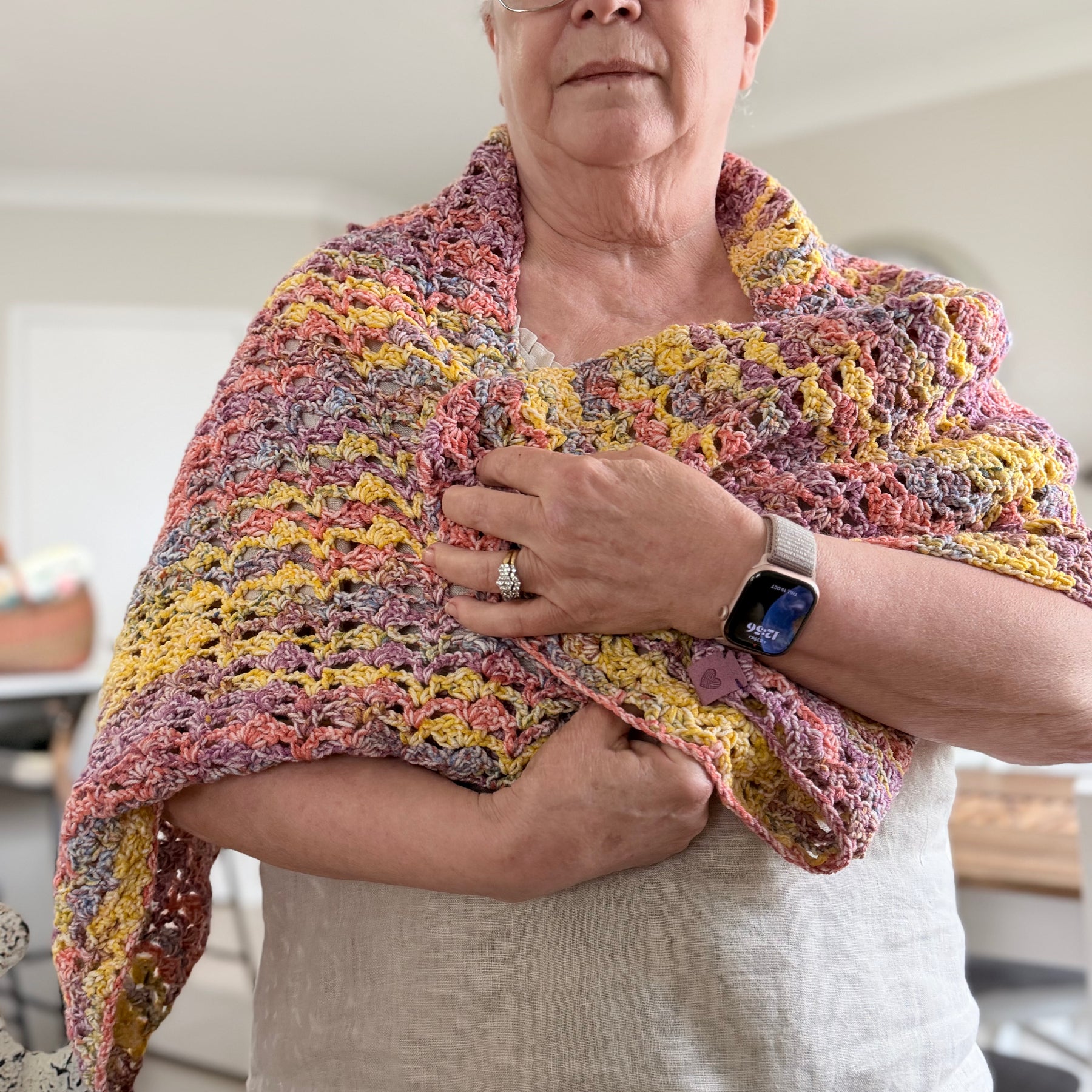 #127 Wrapped in Love Ladies Crocheted shawl