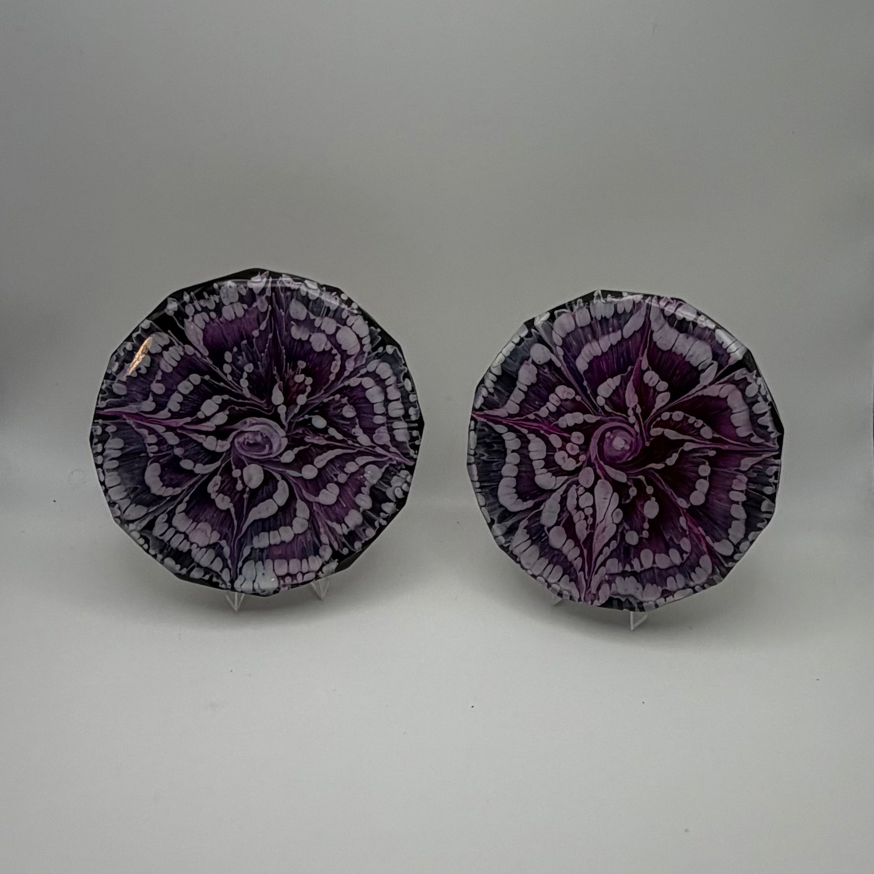 Handcrafted Purple Bloom Resin Coasters - set of 4