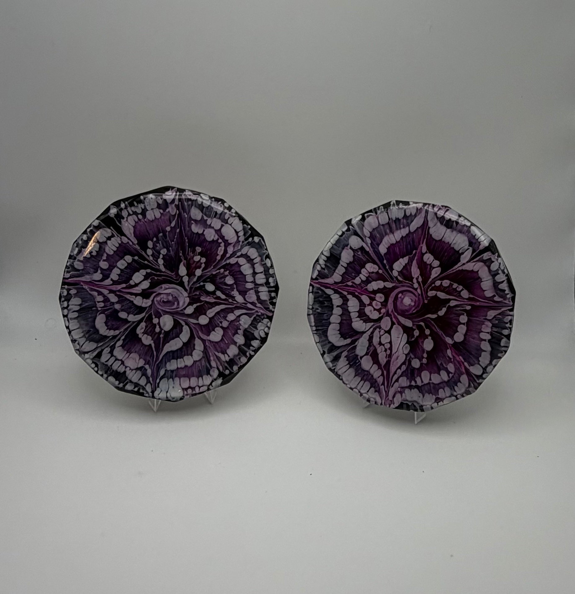 Handcrafted Purple Bloom Resin Coasters - set of 4