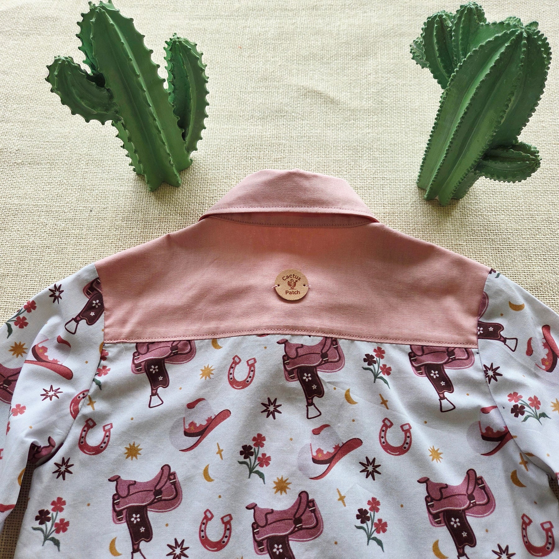 "Little Cowgirl" — Western-Rodeo Themed Button‑Up Shirt (Size 5 Years)
