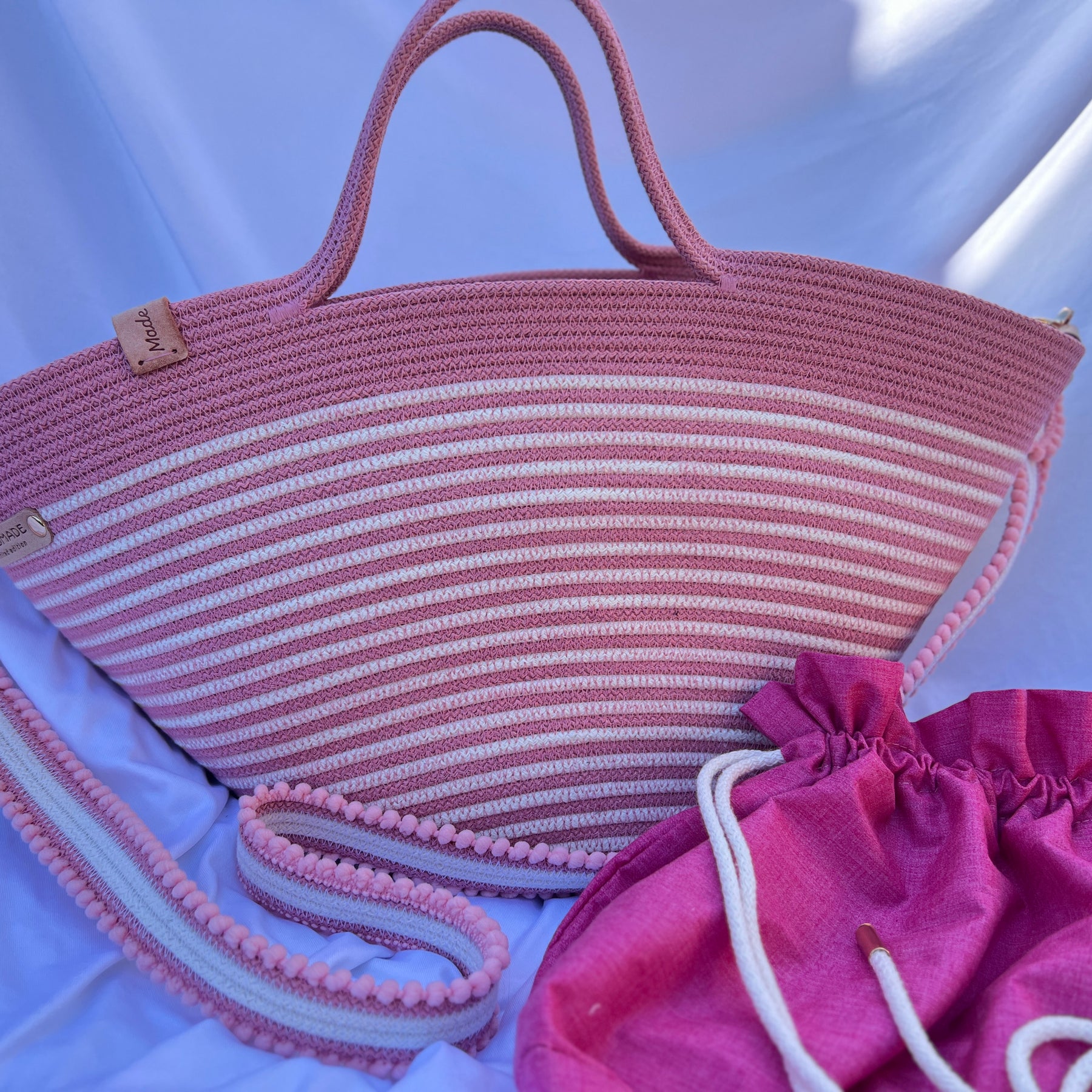 Pink Blossom Rope Handbag