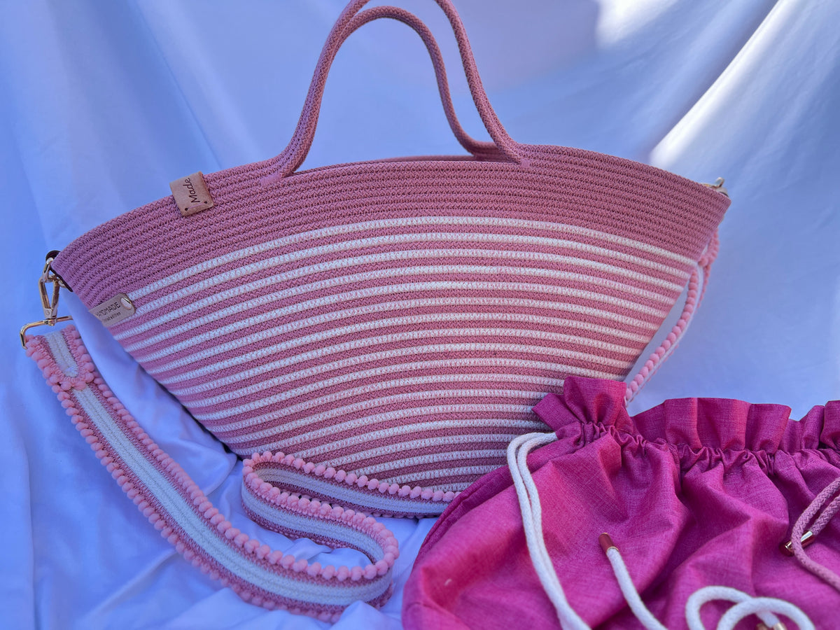 Pink Blossom Rope Handbag