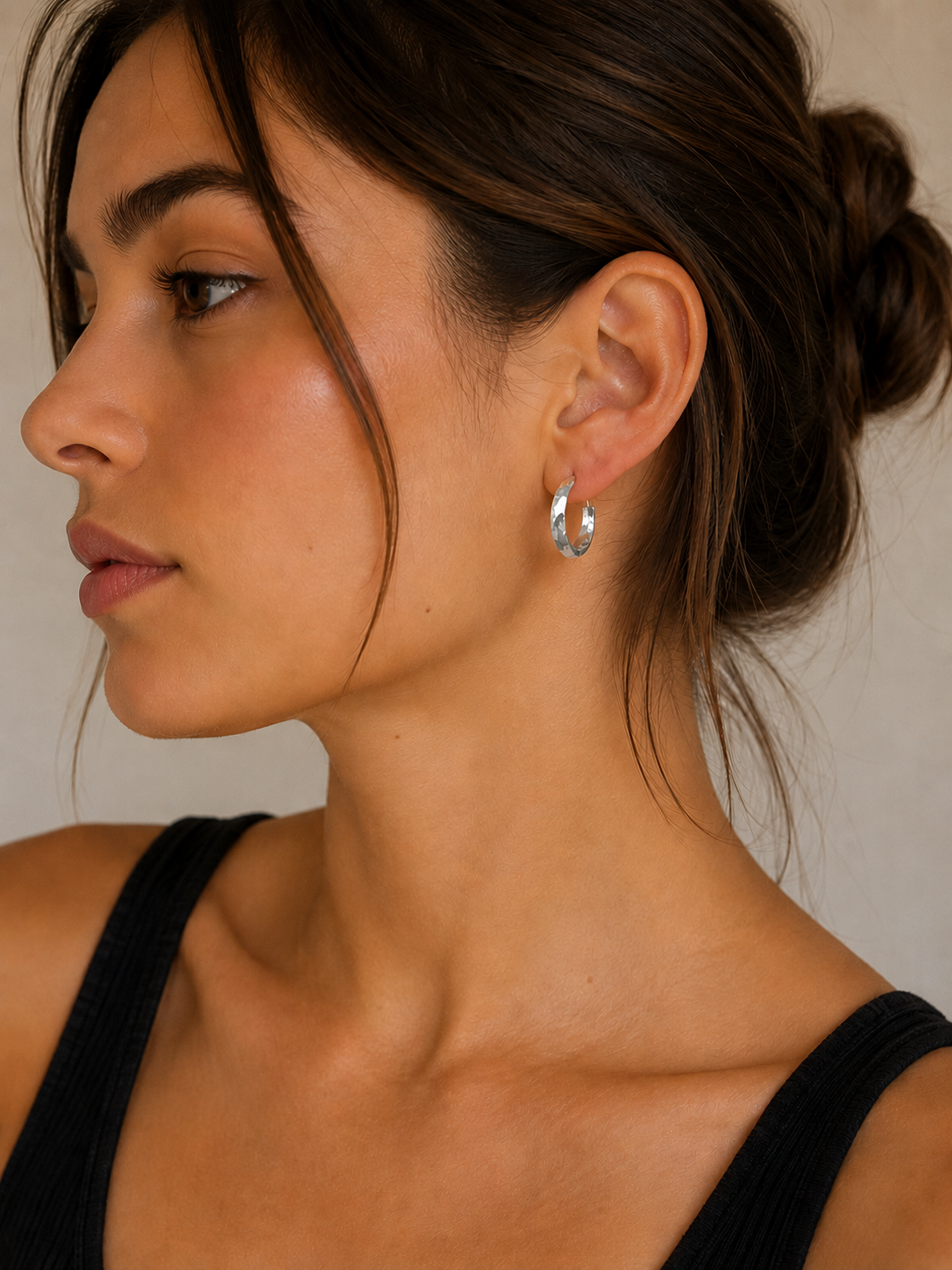 Handcrafted Sterling Silver Faceted Hoop Stud Earrings