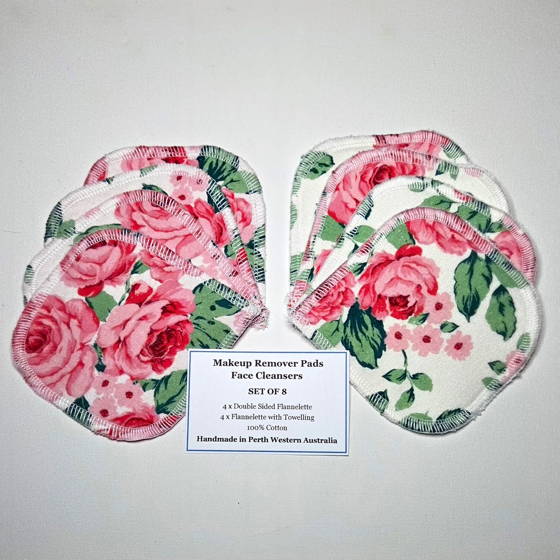 Reusable Face Cleansers x 8, pretty floral fabric