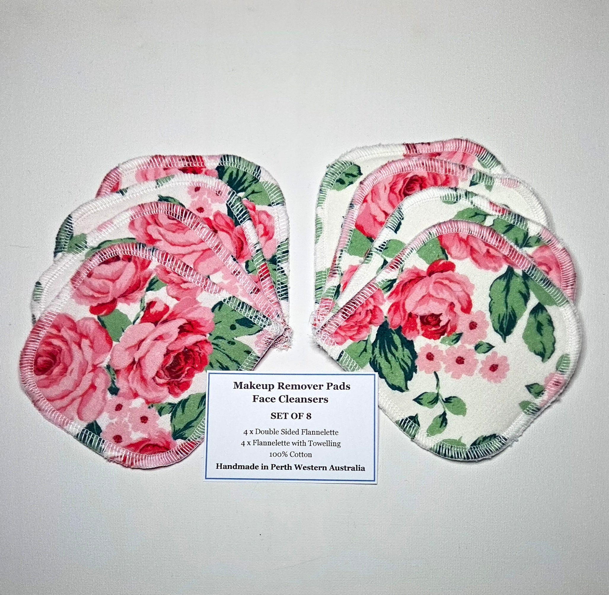 Reusable Face Cleansers x 8, pretty floral fabric