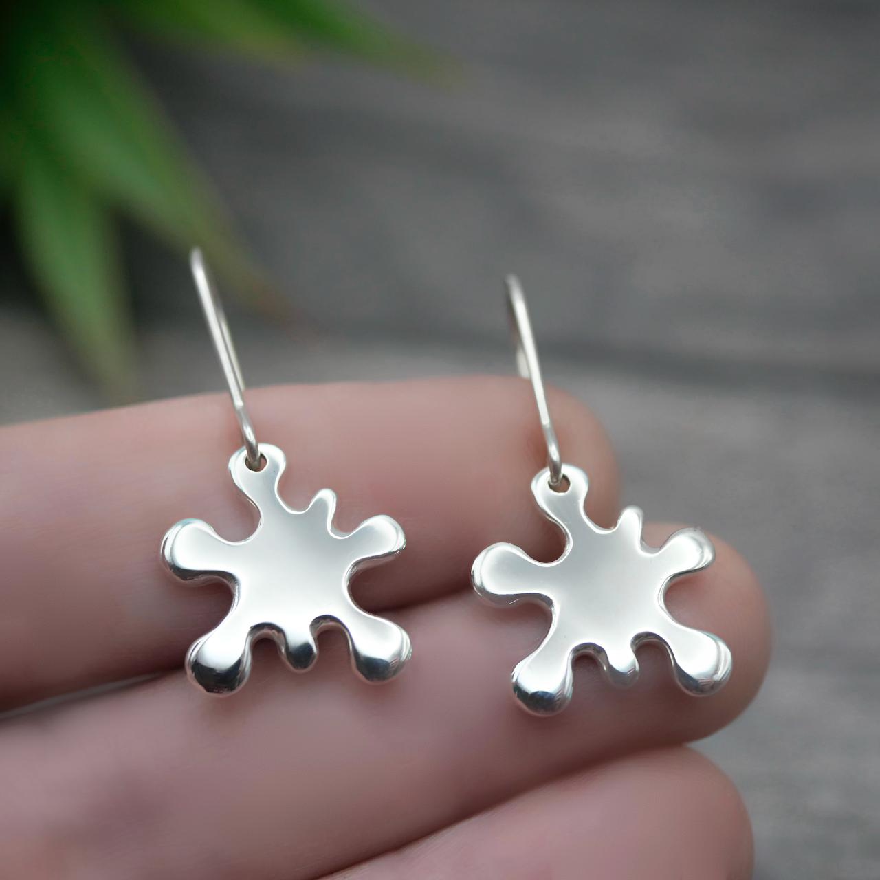 Ink Splat Earrings - Handmade Sterling Silver Earrings