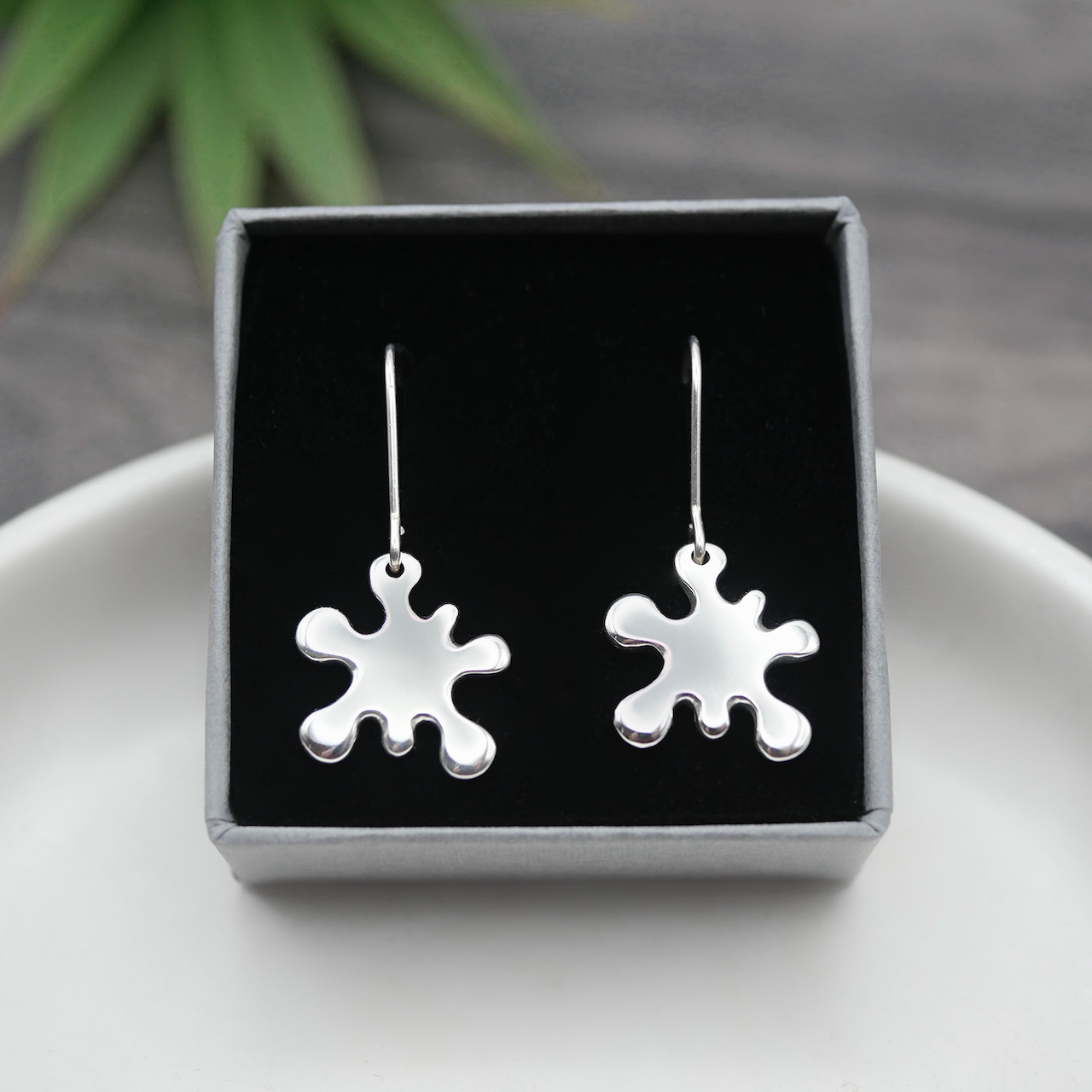 Ink Splat Earrings - Handmade Sterling Silver Earrings