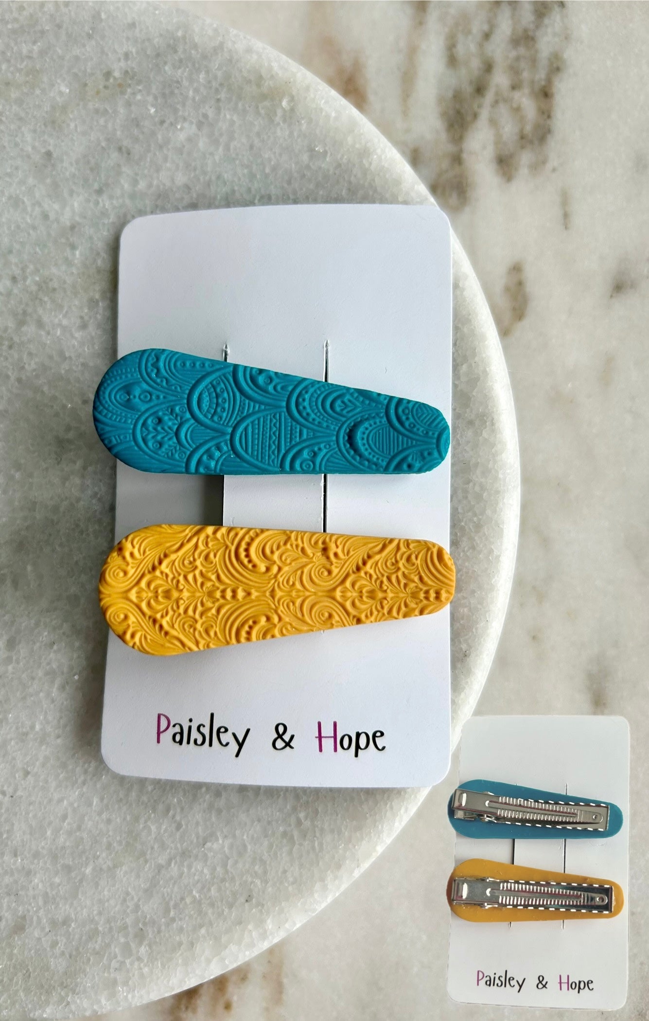 Polymer Clay Hair Clip - pack of 2 - Choose colour/design