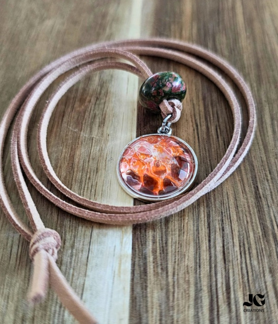 Ready to Ship Hand-Painted Snakeskin Pendant Necklace