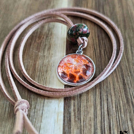 Ready to Ship Hand-Painted Snakeskin Pendant Necklace