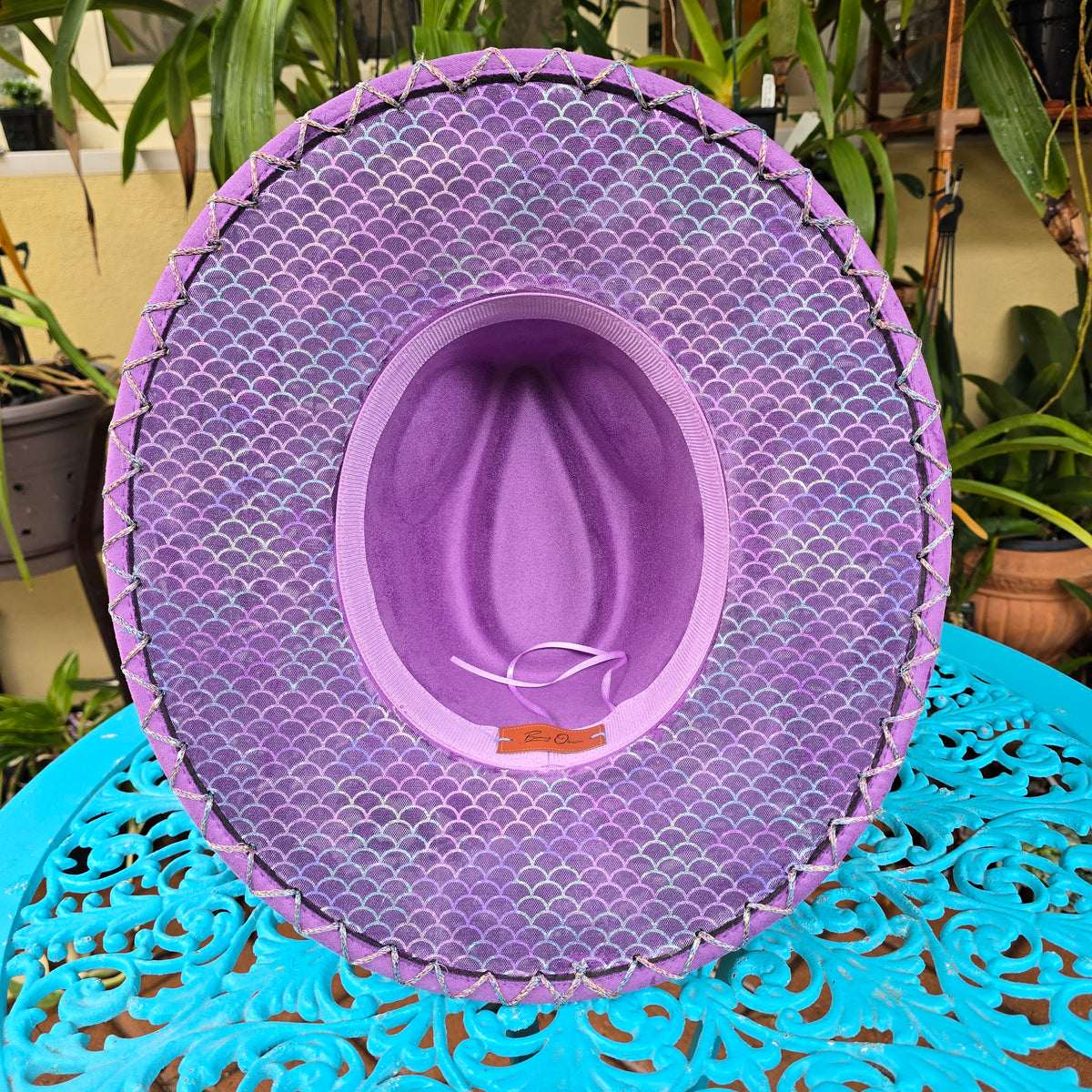 Hand burnt fedora hat: Ocean Magic
