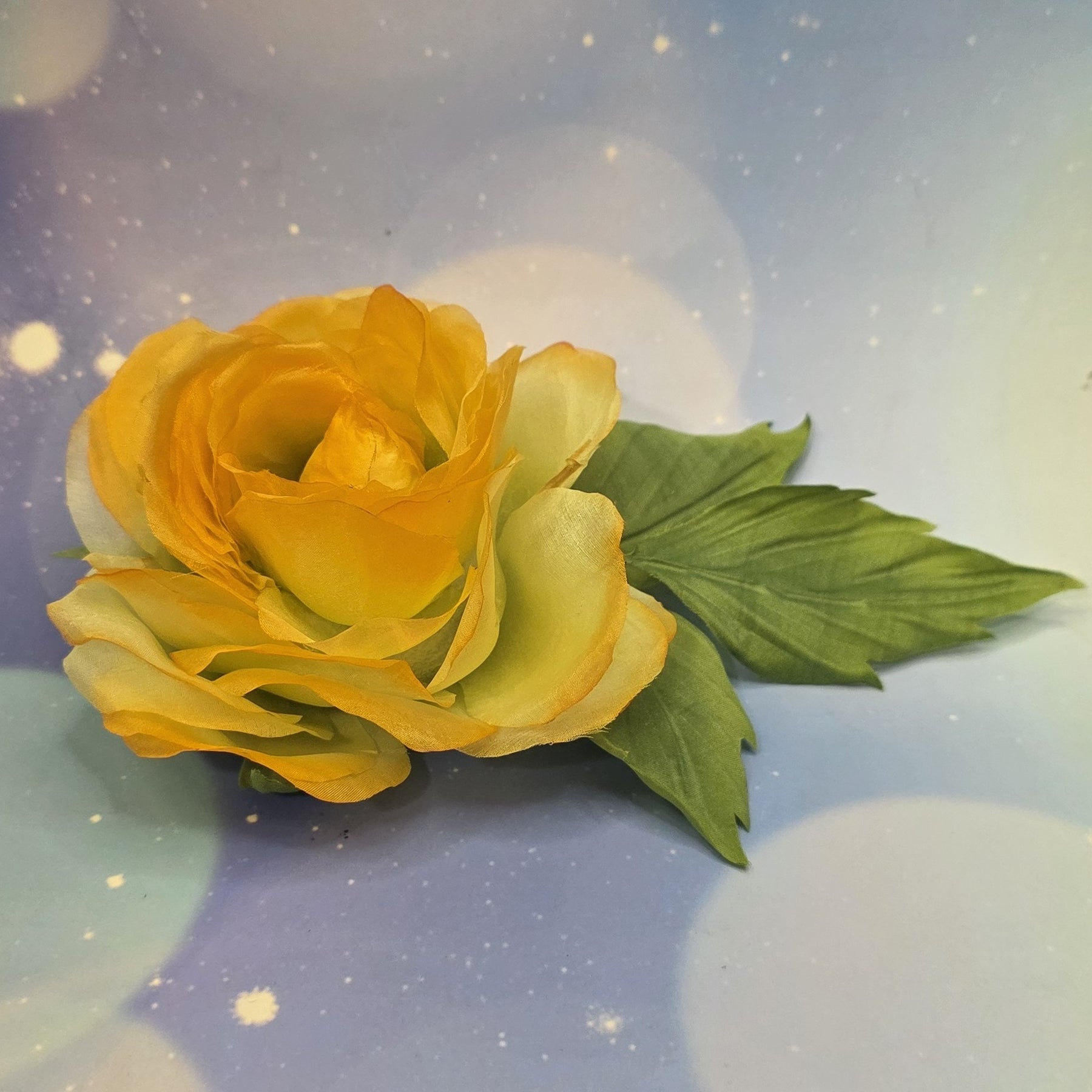 Silk Rose Brooch / Hair Accessory “Golden Light”