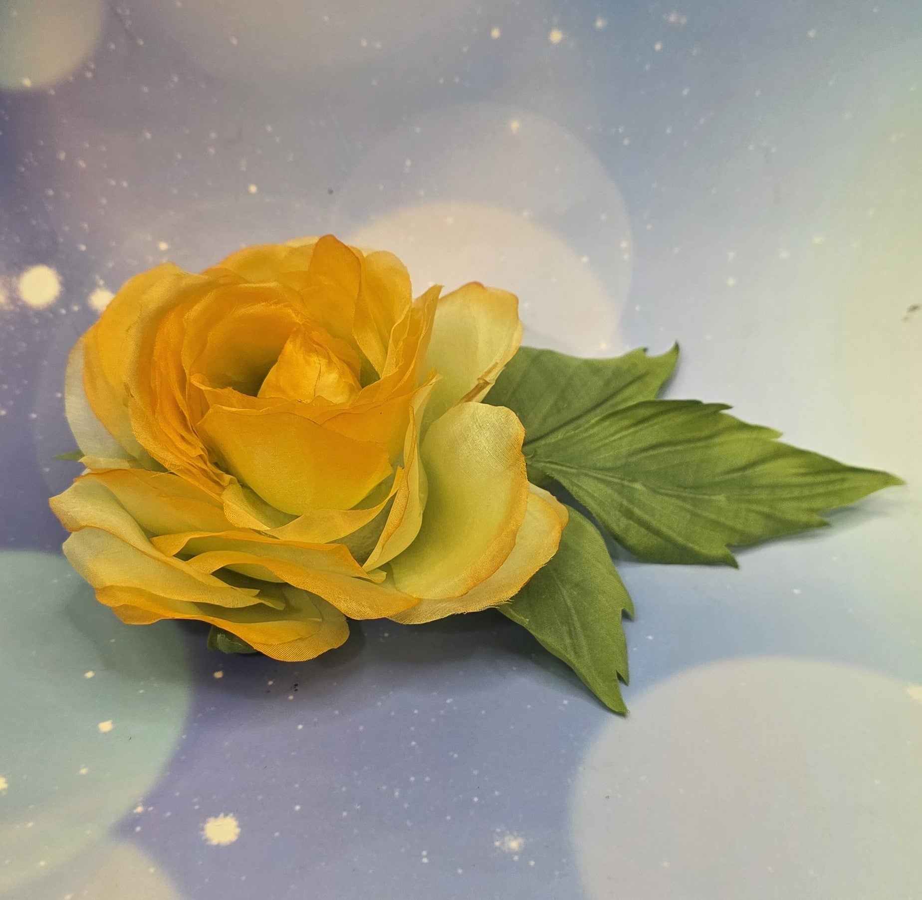 Silk Rose Brooch / Hair Accessory “Golden Light”
