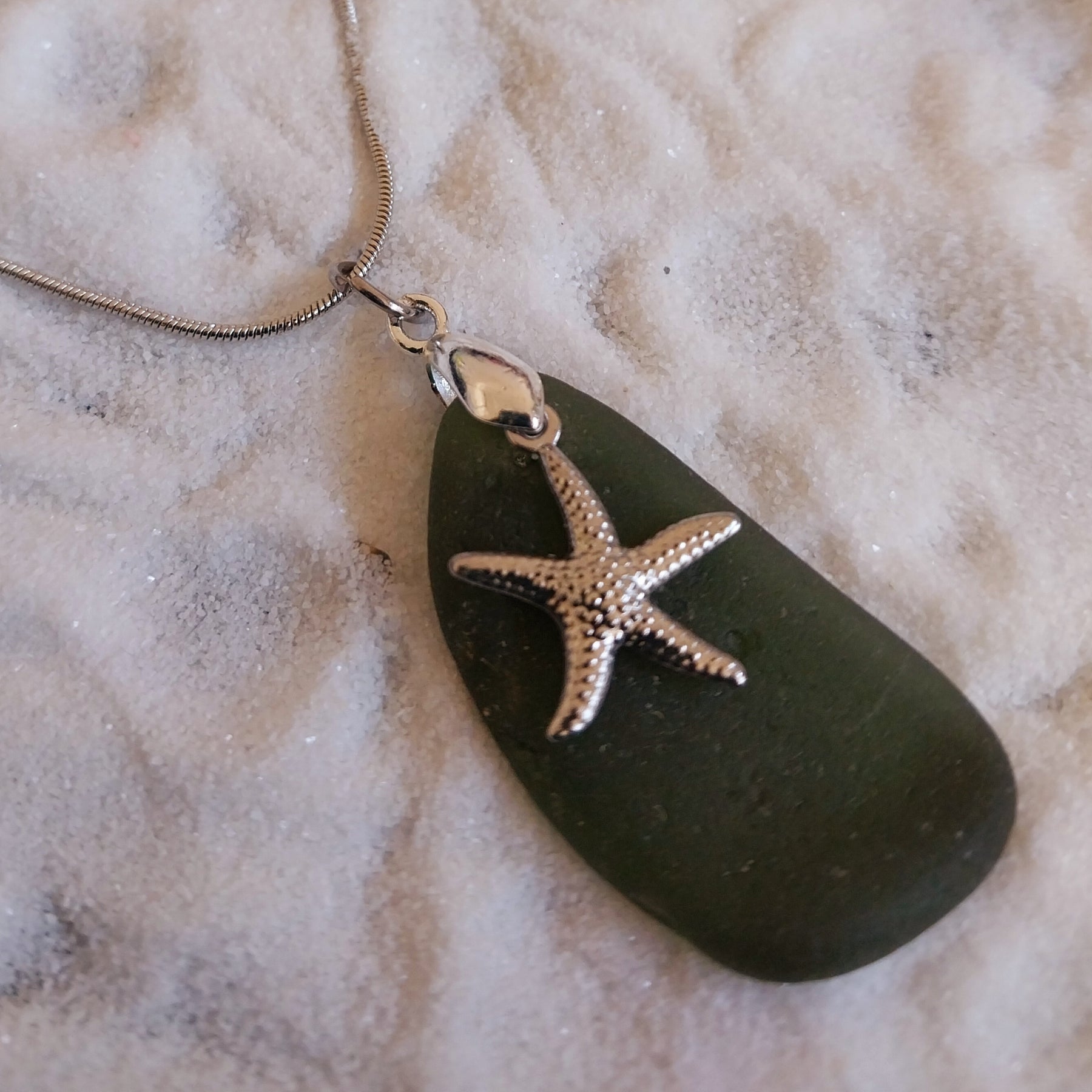 Olive Seaglass Necklace