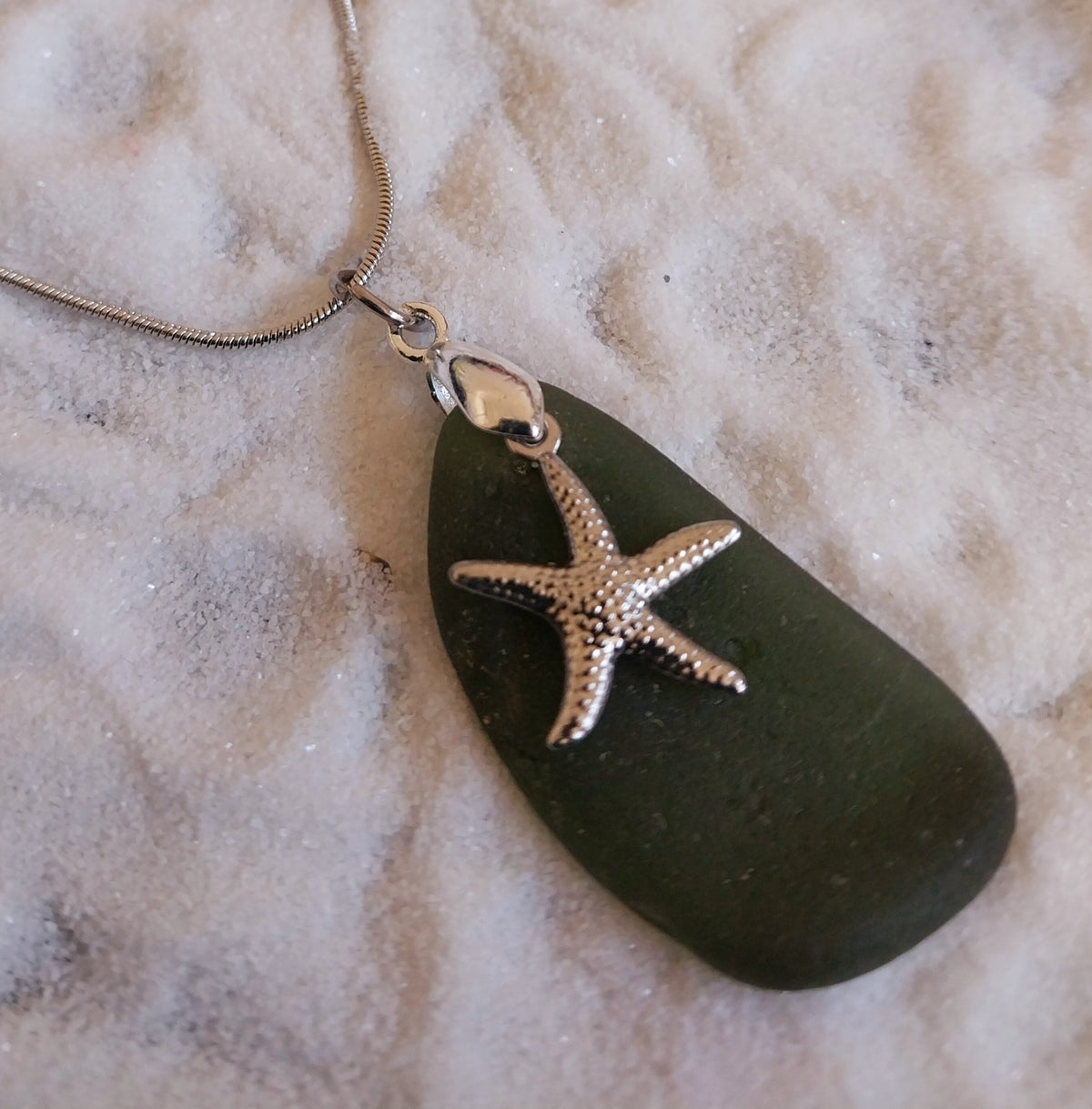 Olive Seaglass Necklace