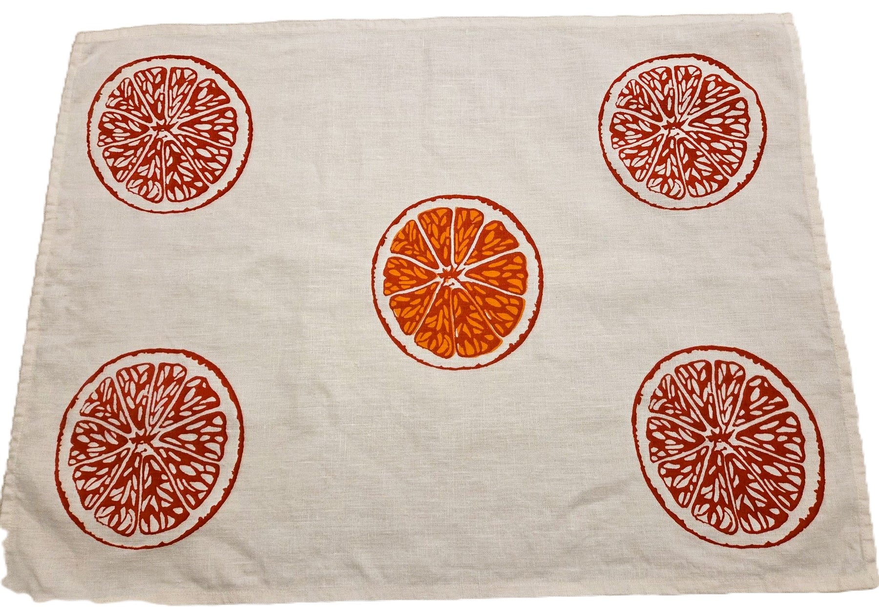 Hand Screen Printed Linen Tea Towels-Oranges & Oranges