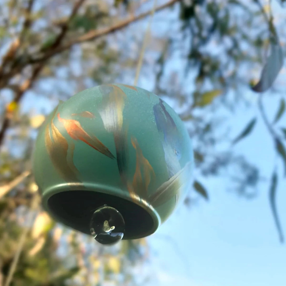 Christmas Glass Wind Chime Ornament | Hand-painted Australian Gum Leaf | Bauble | Decorations