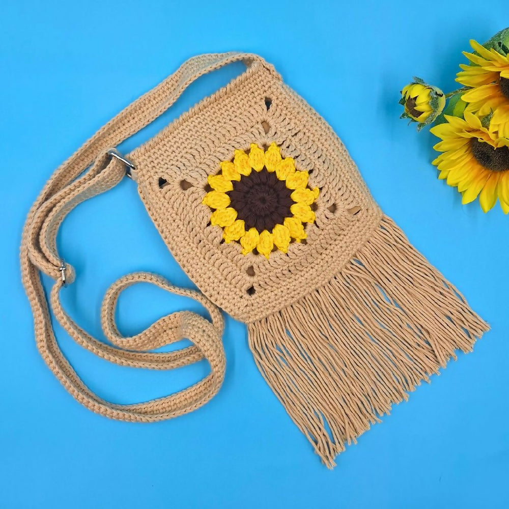 Sunflower Granny Square Cross Body Bag