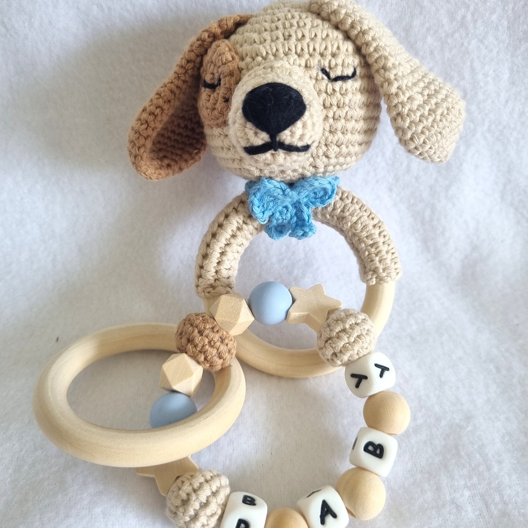 Handmade – Rattle & Sensory Bracelet toy – 7 designs – 100% Organic Cotton - BB06